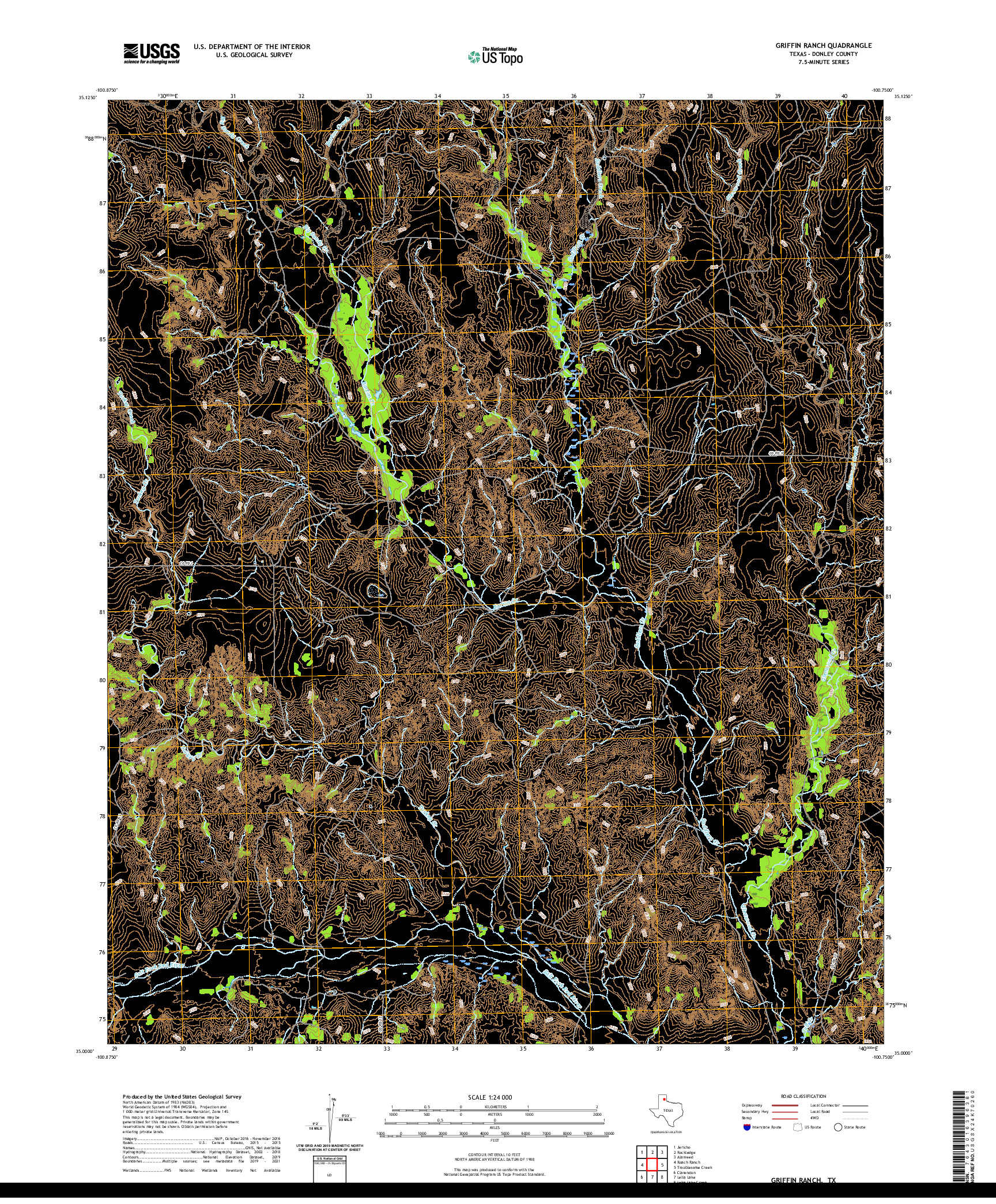 US TOPO 7.5-MINUTE MAP FOR GRIFFIN RANCH, TX