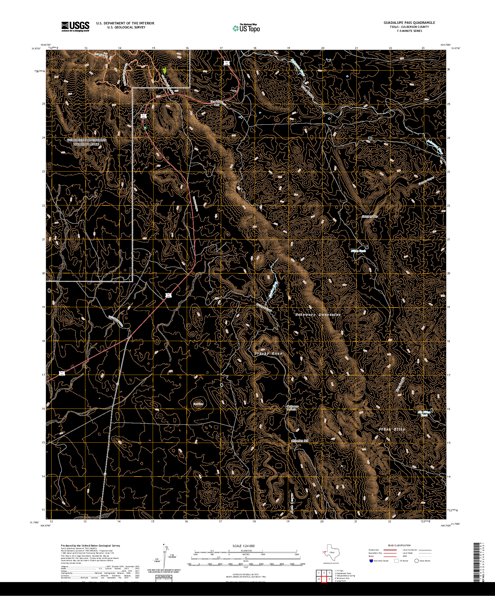 US TOPO 7.5-MINUTE MAP FOR GUADALUPE PASS, TX