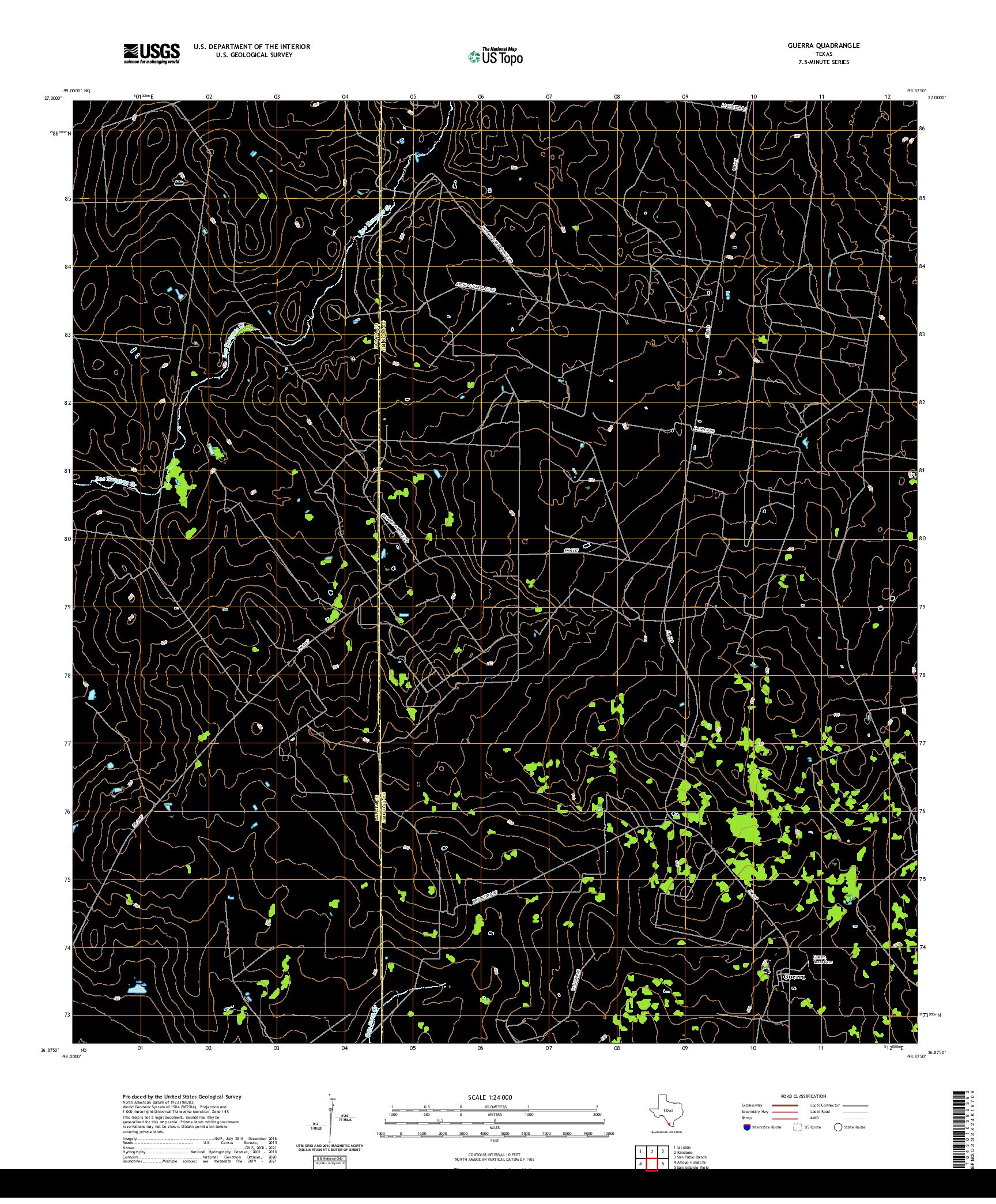 US TOPO 7.5-MINUTE MAP FOR GUERRA, TX