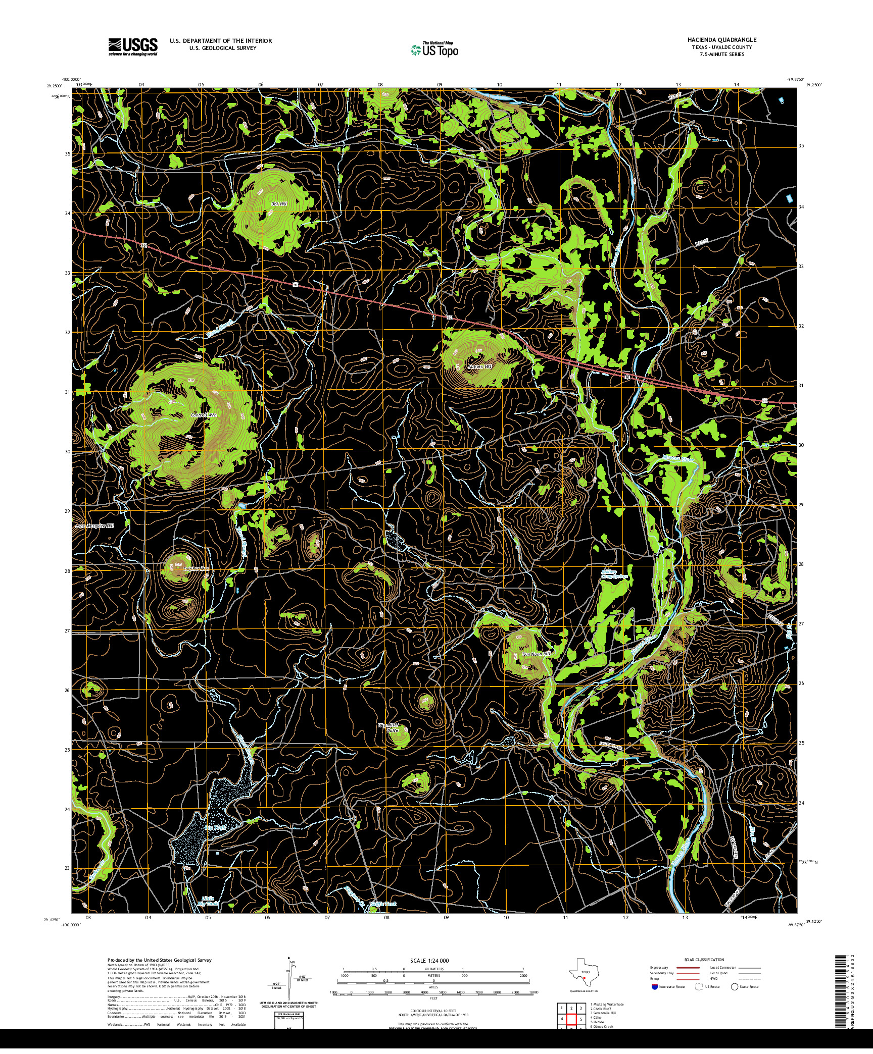 US TOPO 7.5-MINUTE MAP FOR HACIENDA, TX