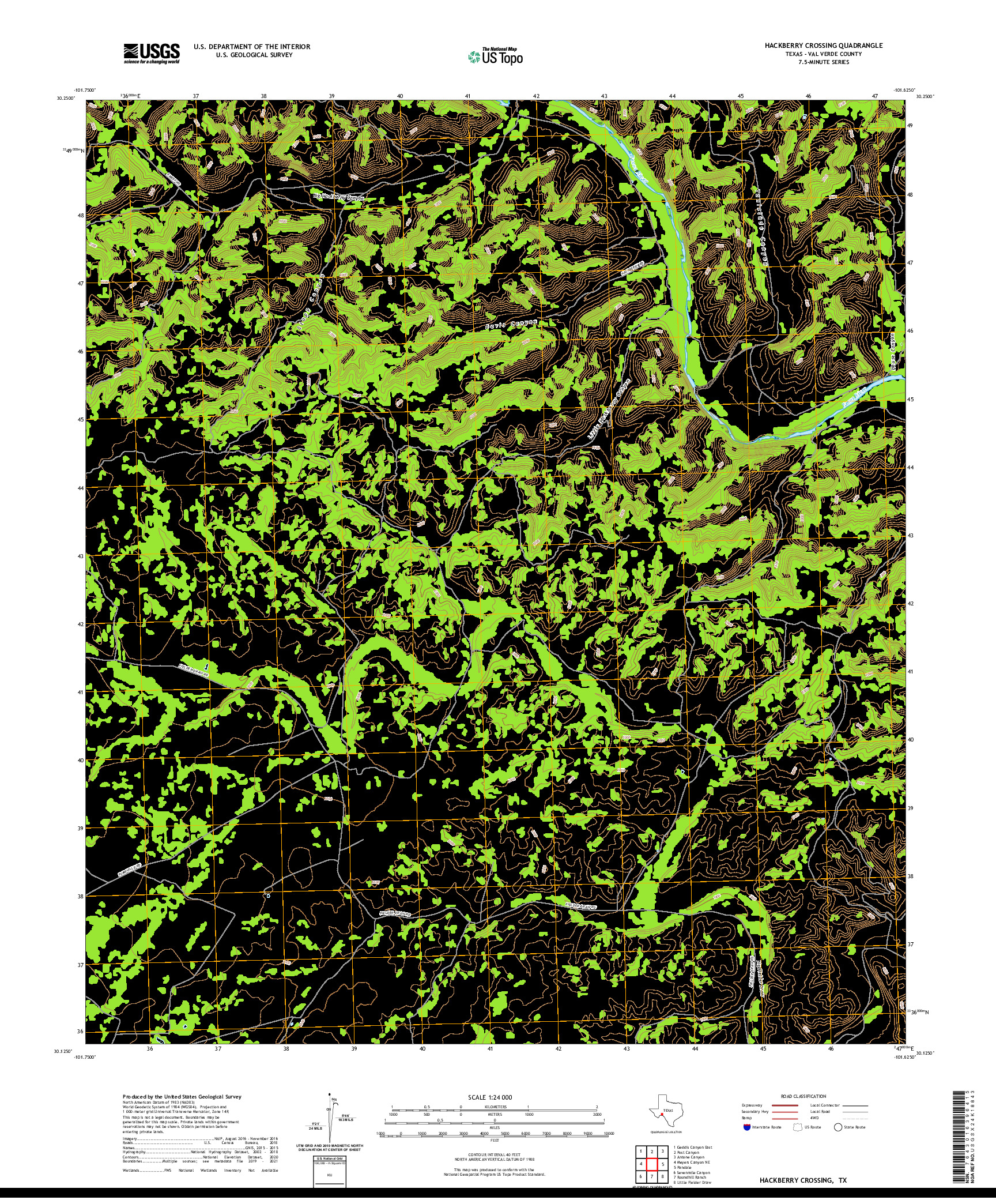 US TOPO 7.5-MINUTE MAP FOR HACKBERRY CROSSING, TX