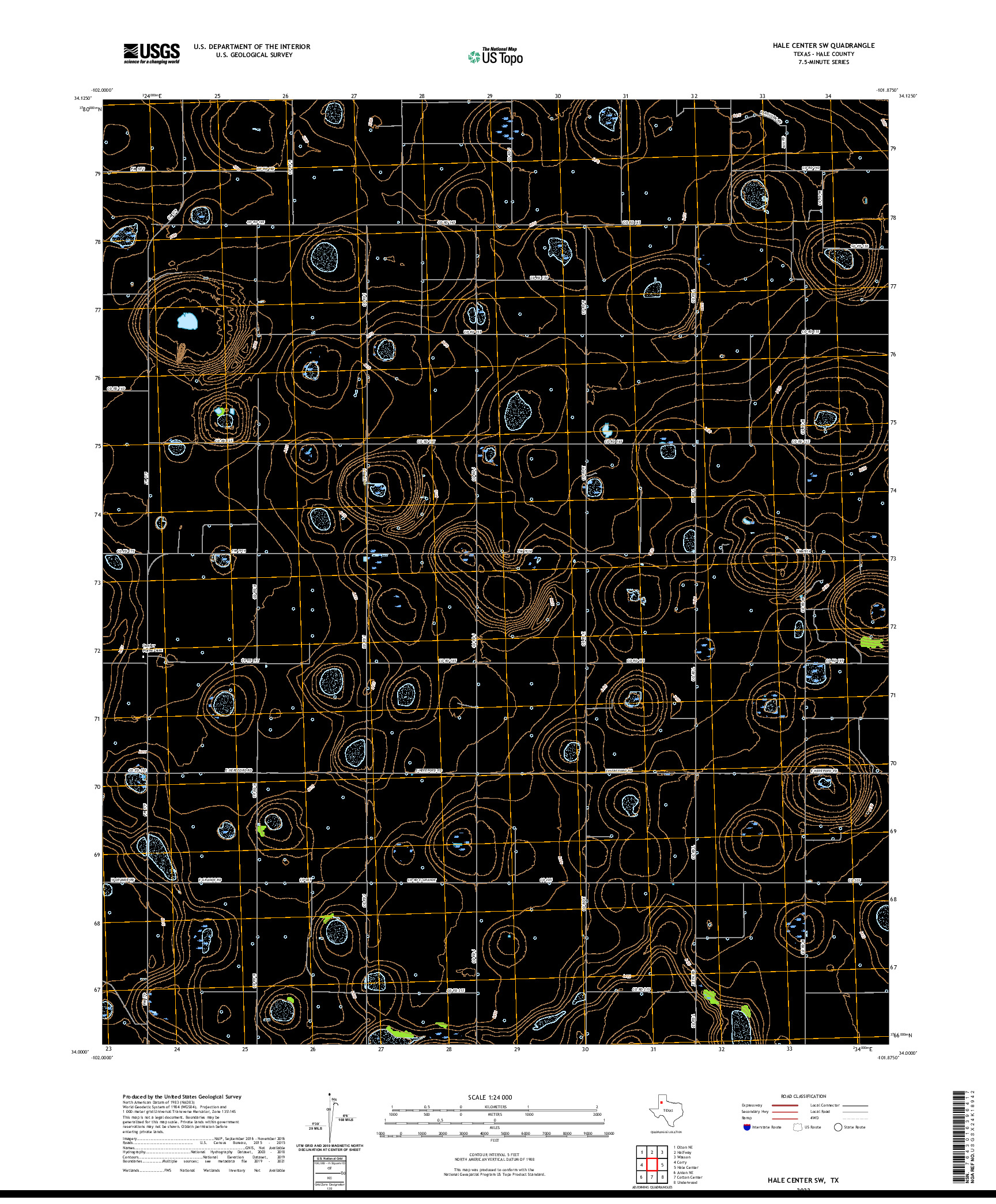 US TOPO 7.5-MINUTE MAP FOR HALE CENTER SW, TX