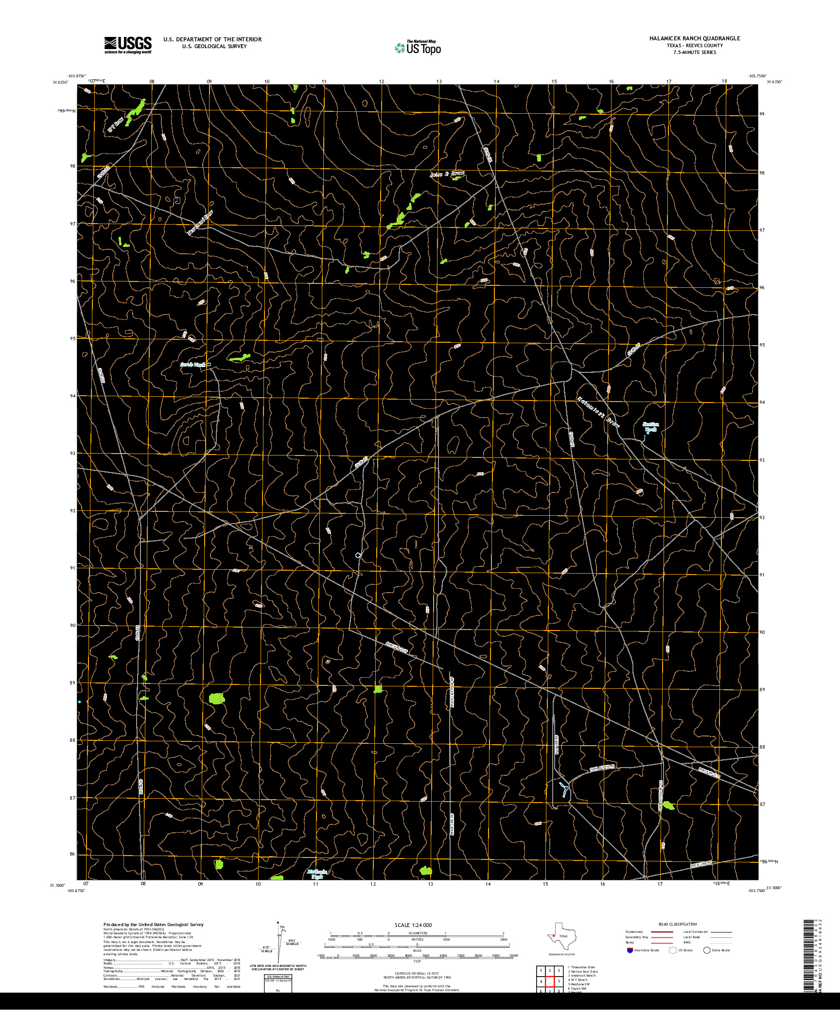 US TOPO 7.5-MINUTE MAP FOR HALAMICEK RANCH, TX