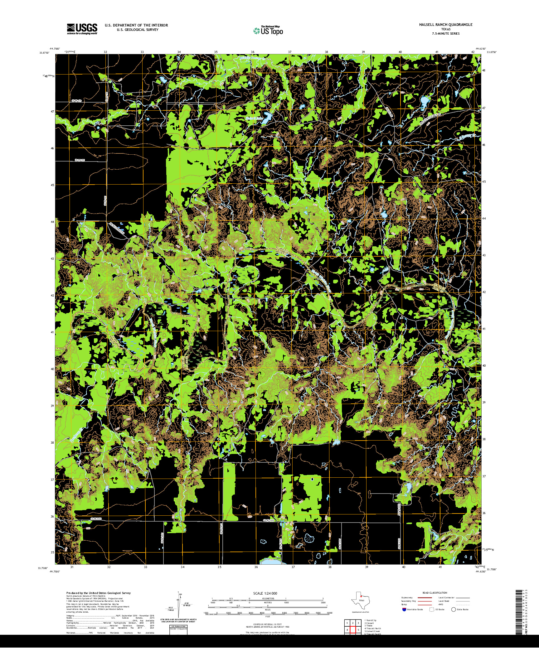 US TOPO 7.5-MINUTE MAP FOR HALSELL RANCH, TX