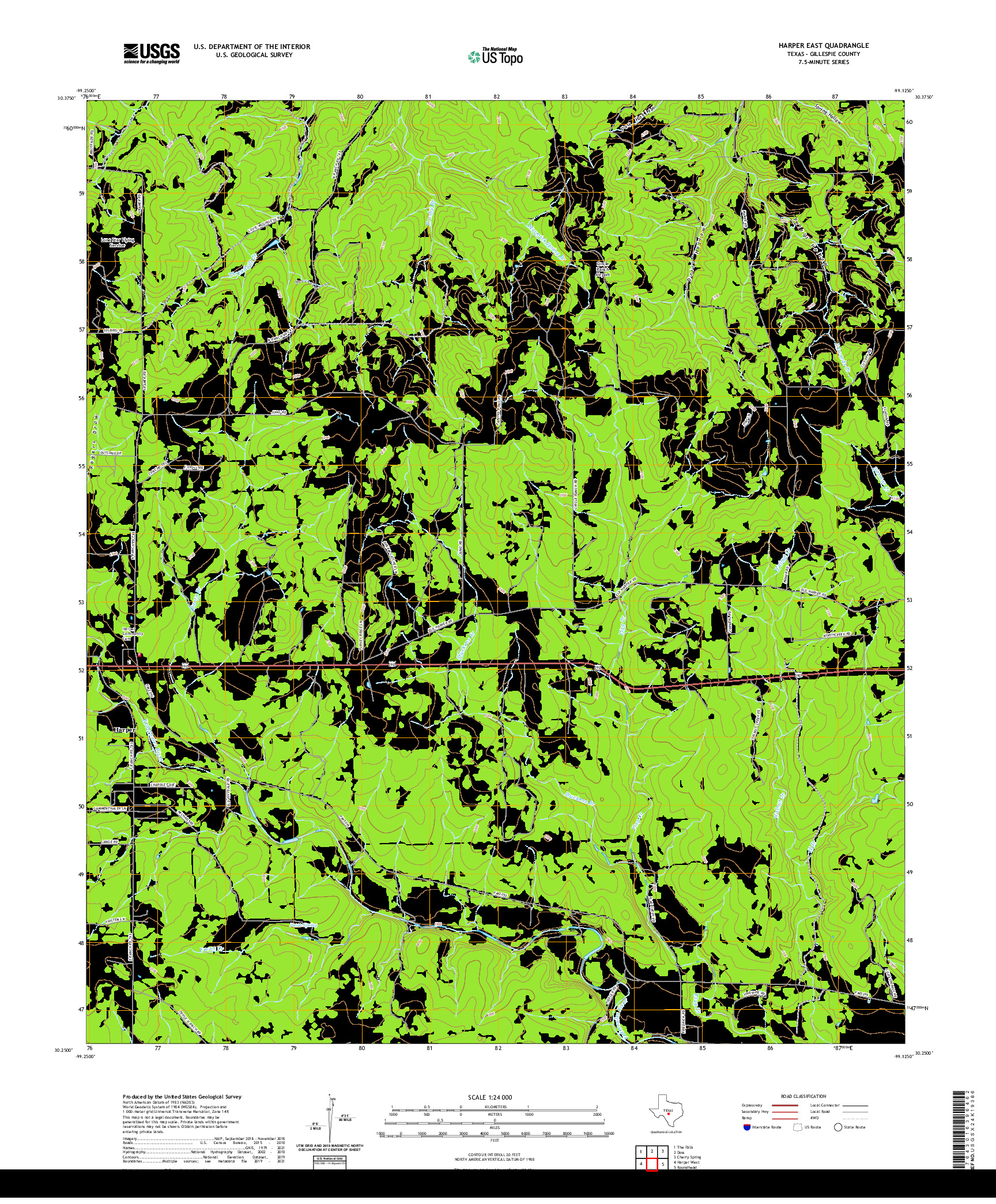 US TOPO 7.5-MINUTE MAP FOR HARPER EAST, TX