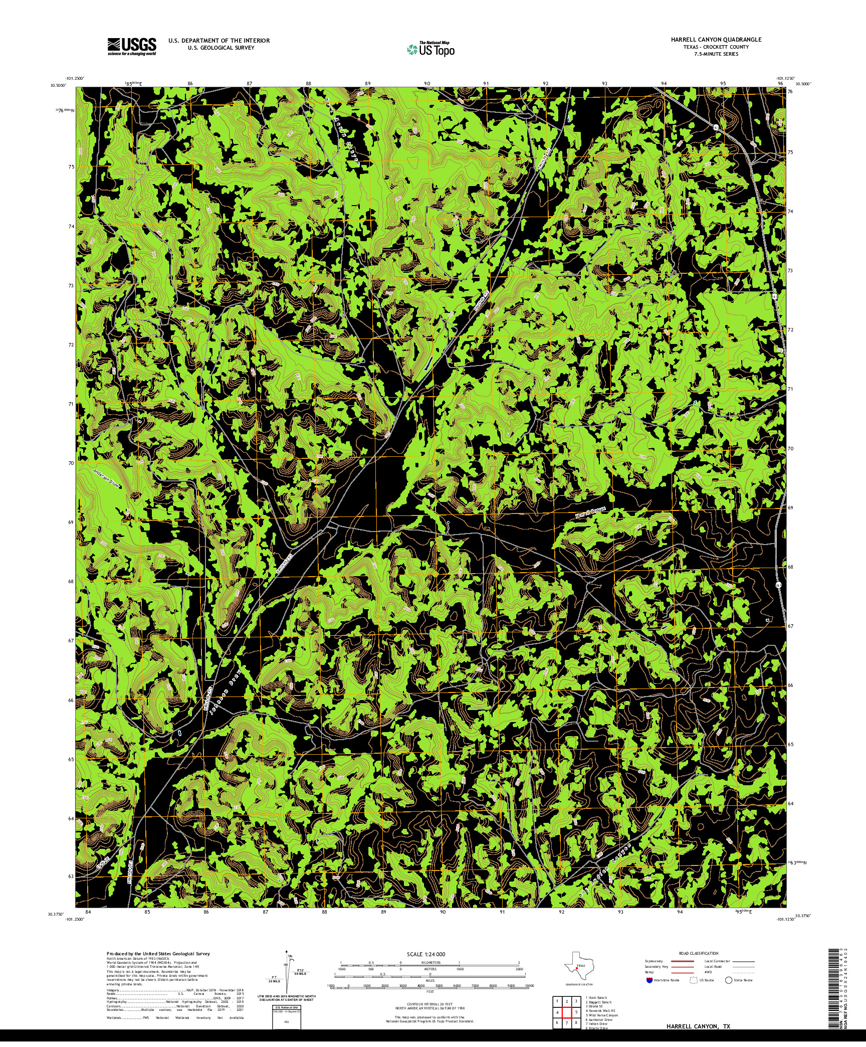 US TOPO 7.5-MINUTE MAP FOR HARRELL CANYON, TX