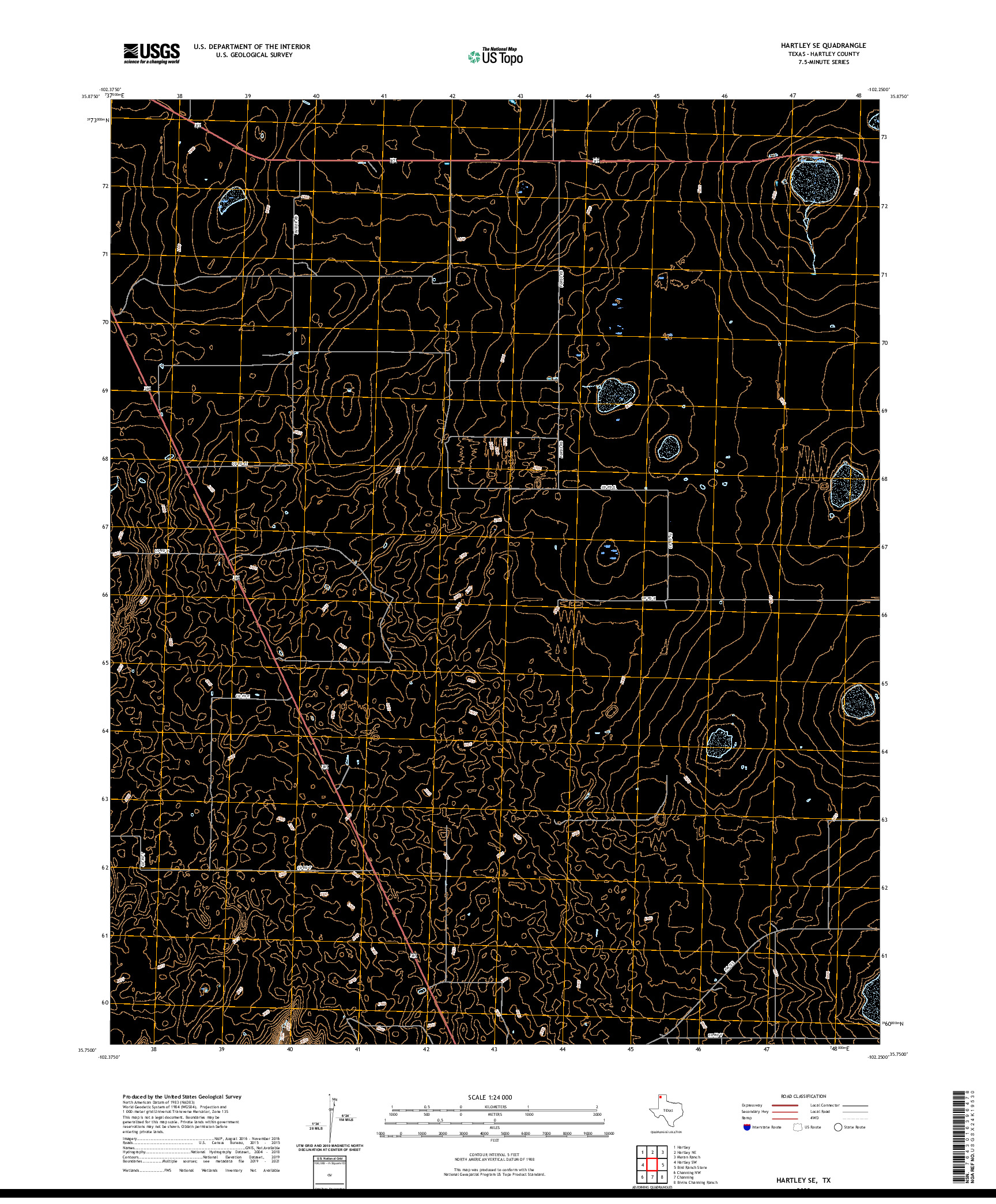 US TOPO 7.5-MINUTE MAP FOR HARTLEY SE, TX