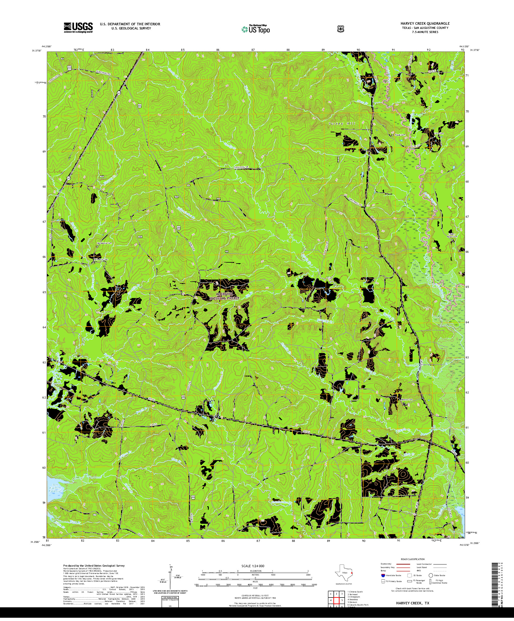 US TOPO 7.5-MINUTE MAP FOR HARVEY CREEK, TX