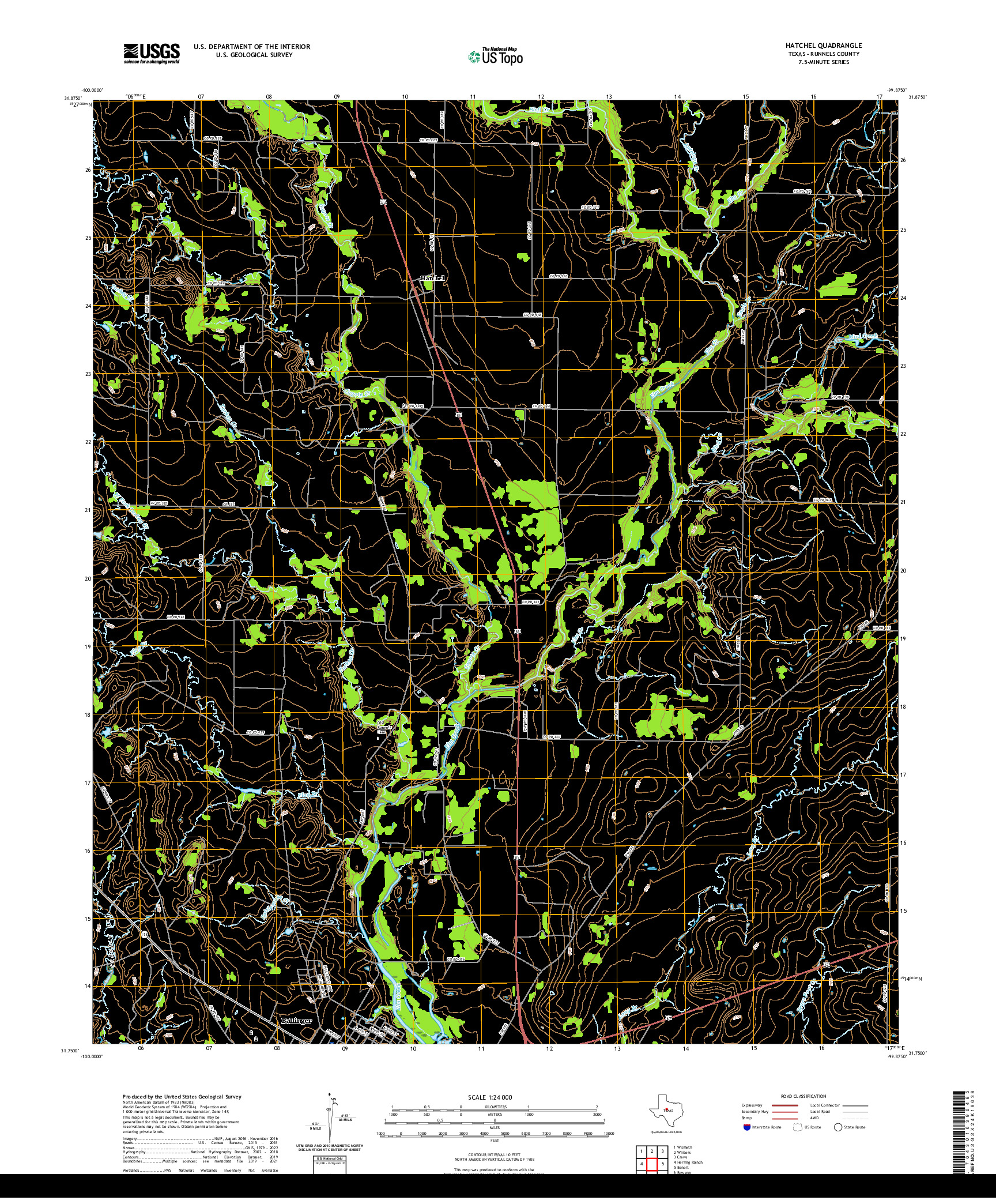 US TOPO 7.5-MINUTE MAP FOR HATCHEL, TX