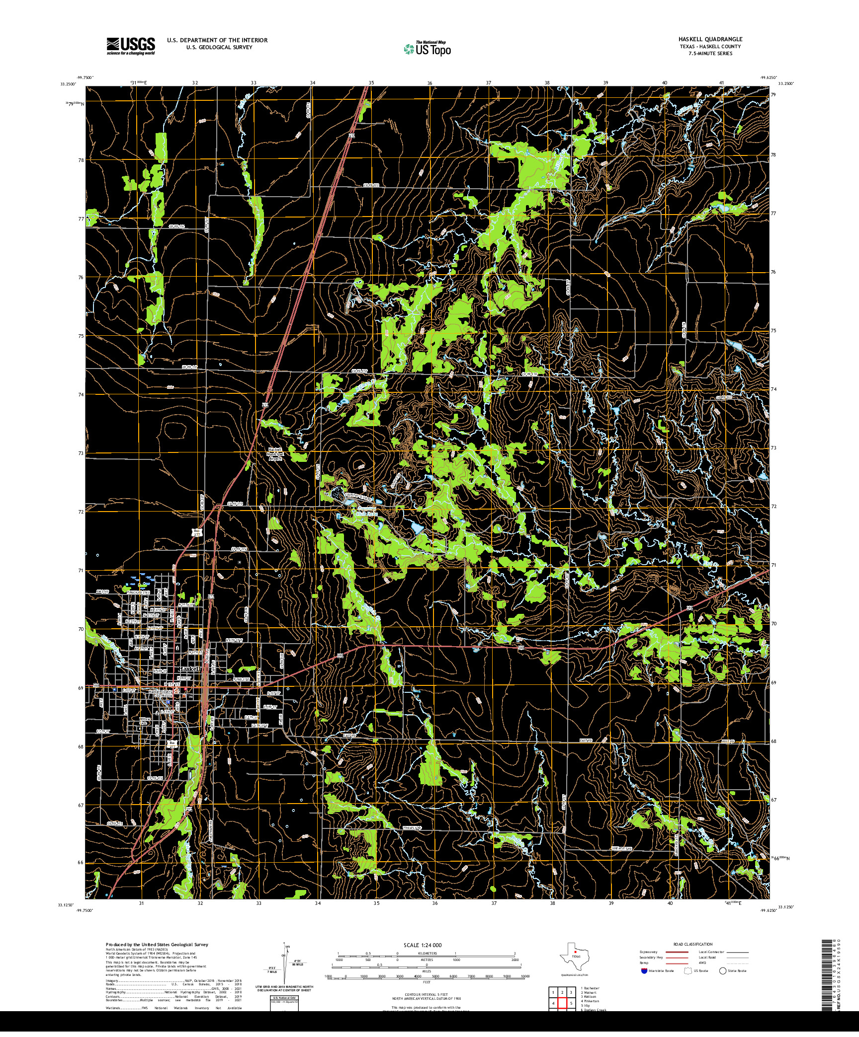 US TOPO 7.5-MINUTE MAP FOR HASKELL, TX