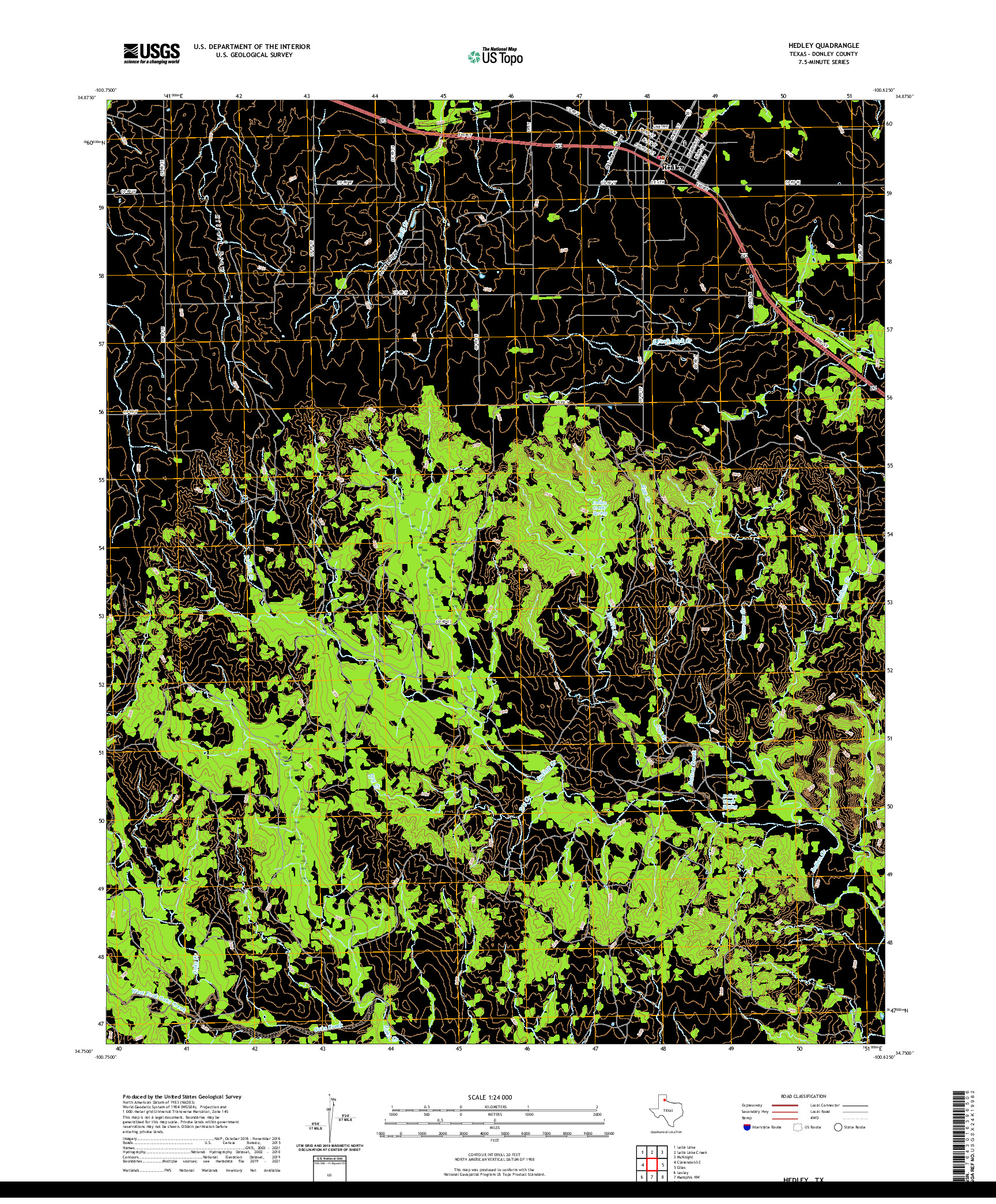 US TOPO 7.5-MINUTE MAP FOR HEDLEY, TX