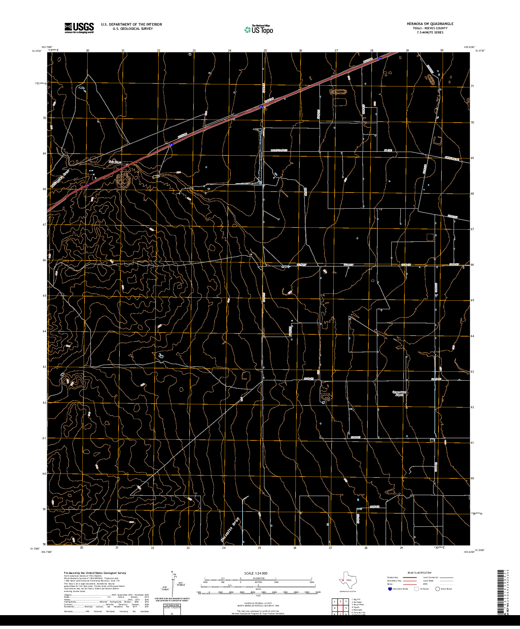 US TOPO 7.5-MINUTE MAP FOR HERMOSA SW, TX