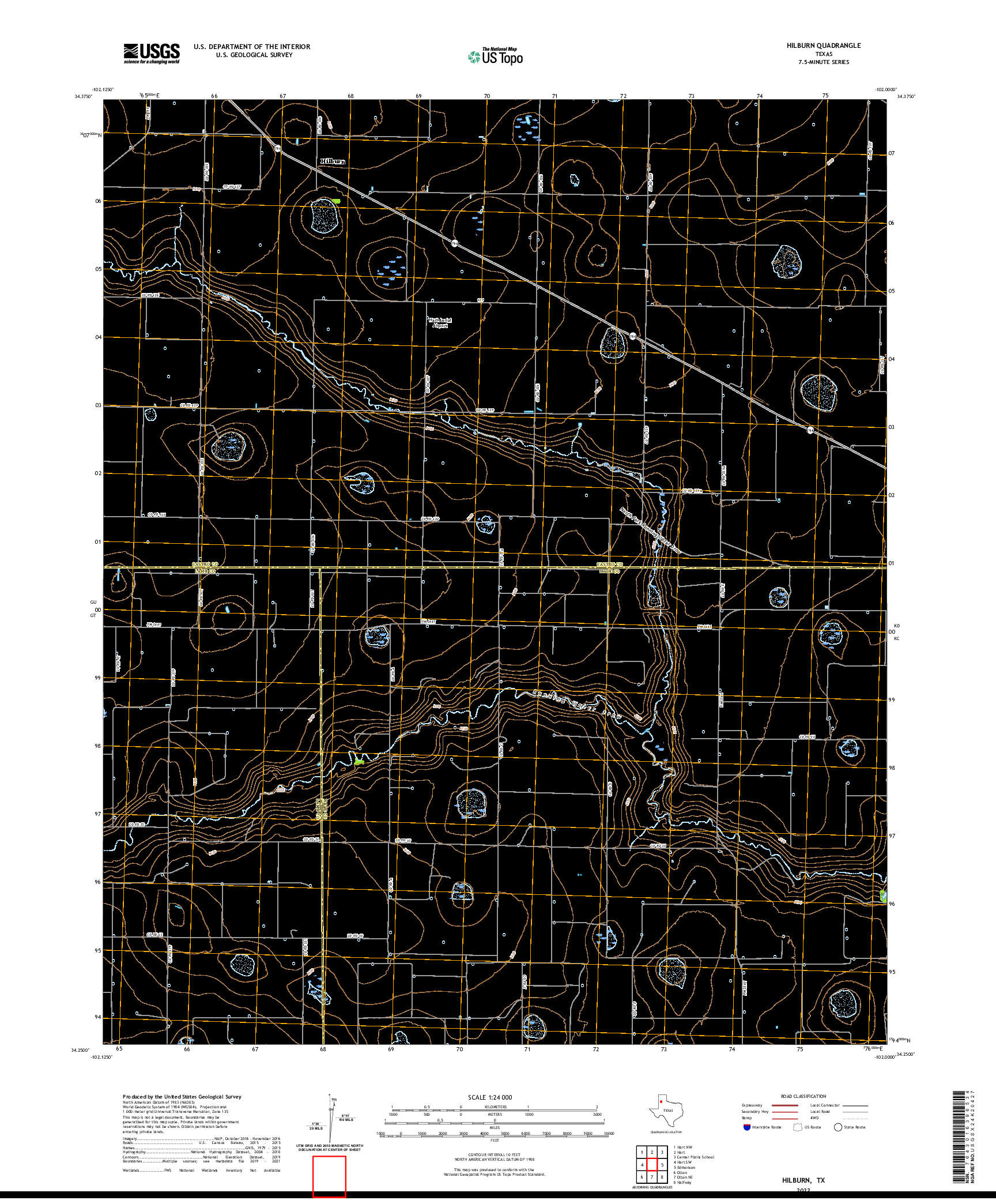 US TOPO 7.5-MINUTE MAP FOR HILBURN, TX