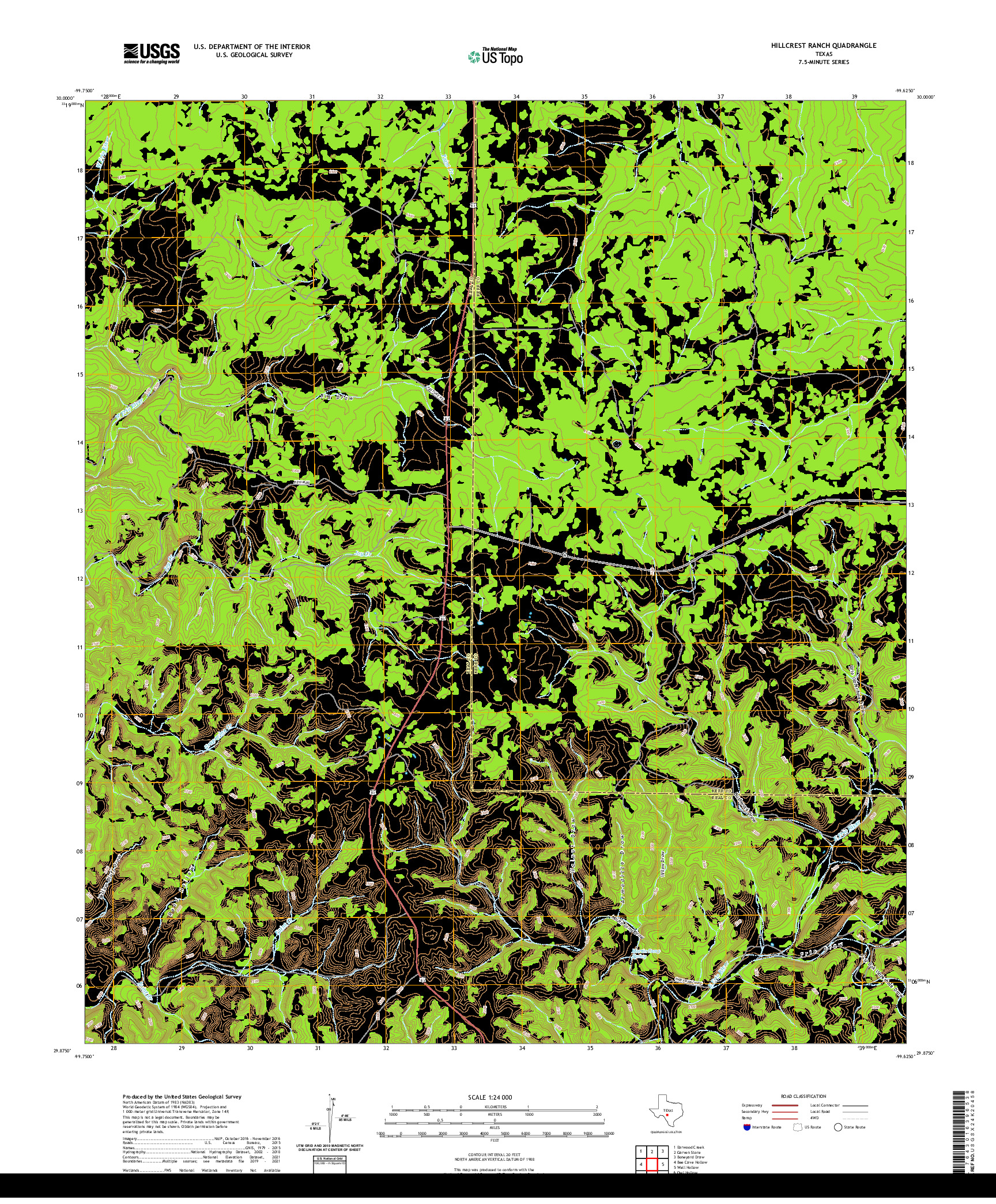 US TOPO 7.5-MINUTE MAP FOR HILLCREST RANCH, TX