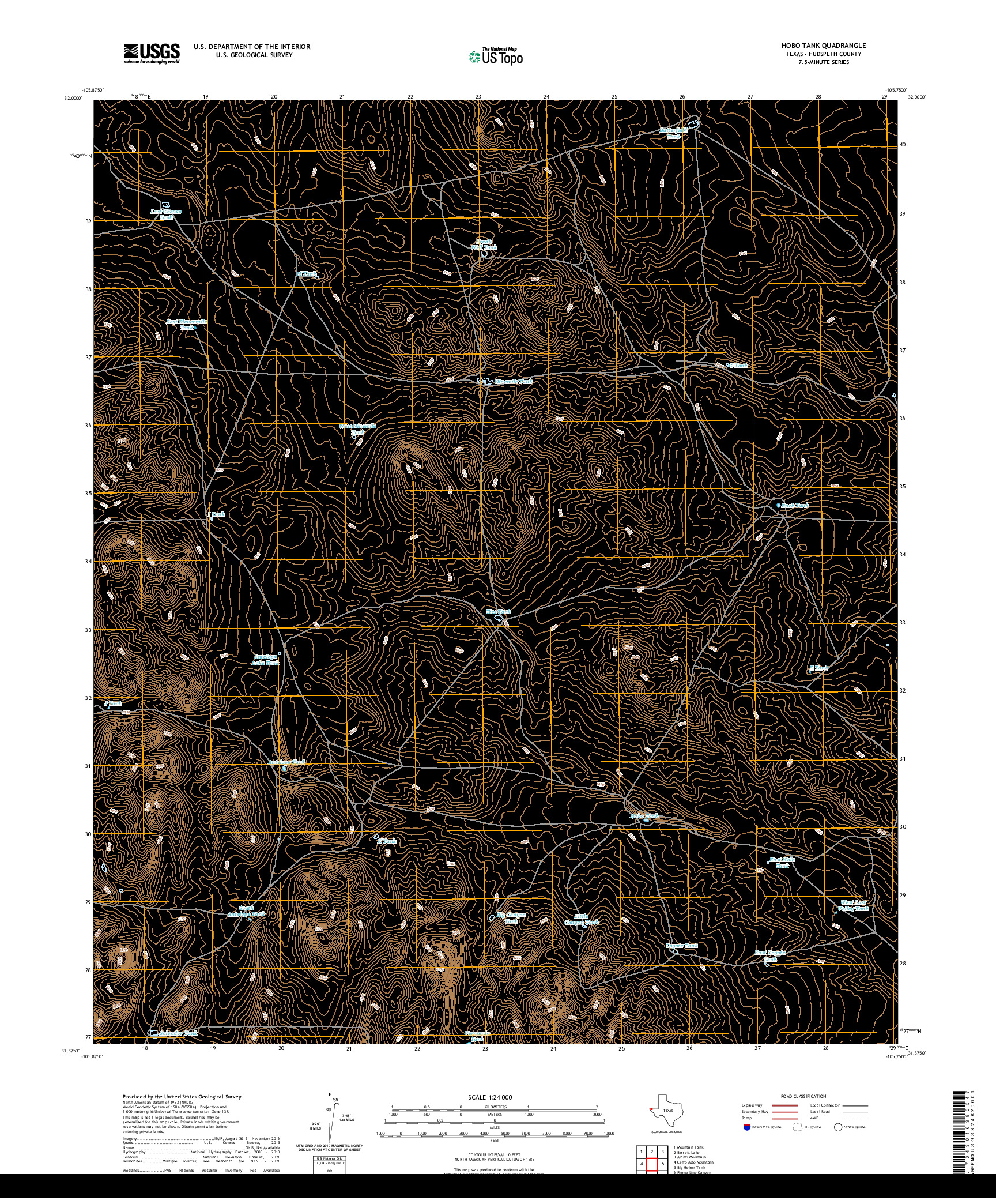 US TOPO 7.5-MINUTE MAP FOR HOBO TANK, TX