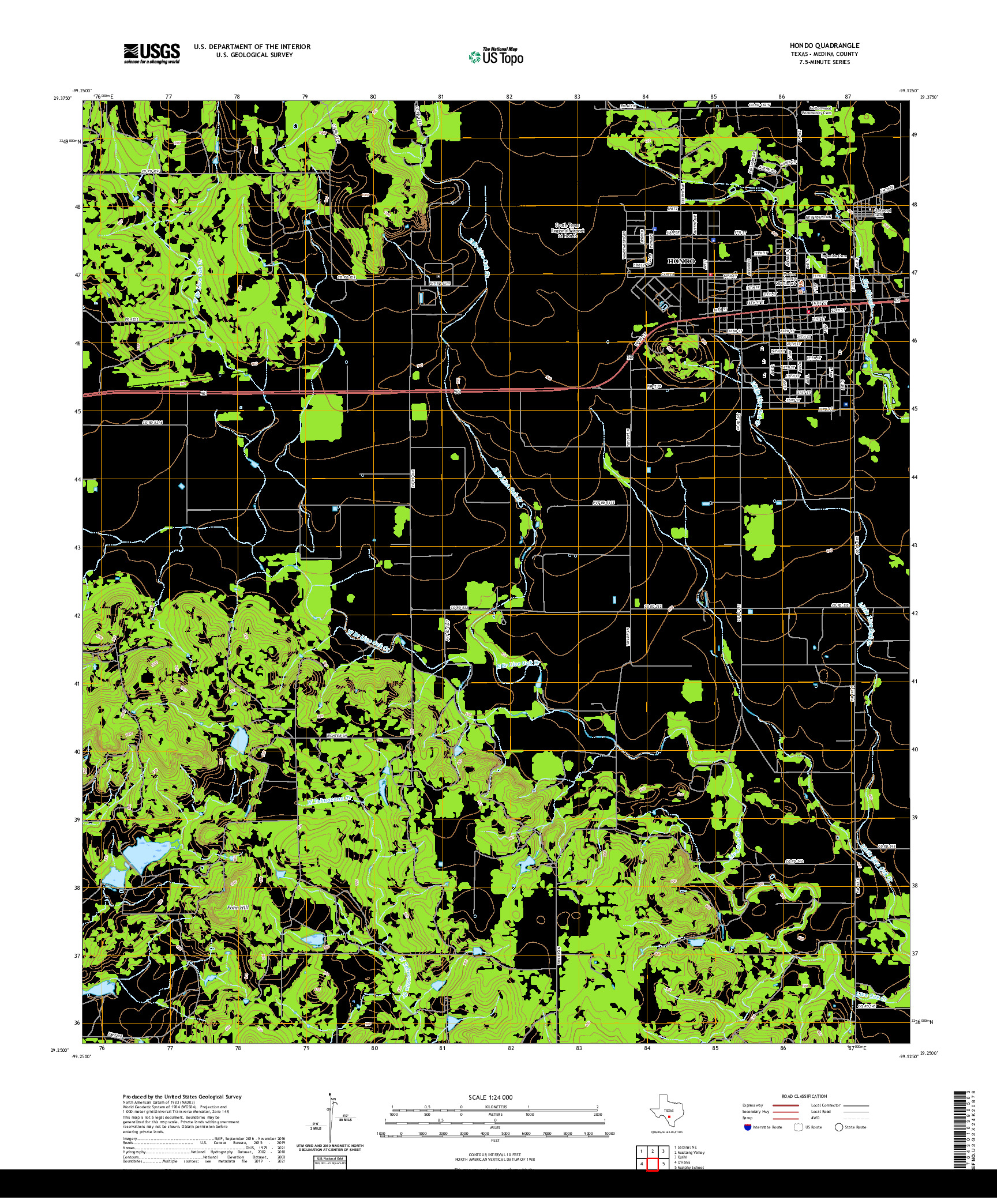 US TOPO 7.5-MINUTE MAP FOR HONDO, TX