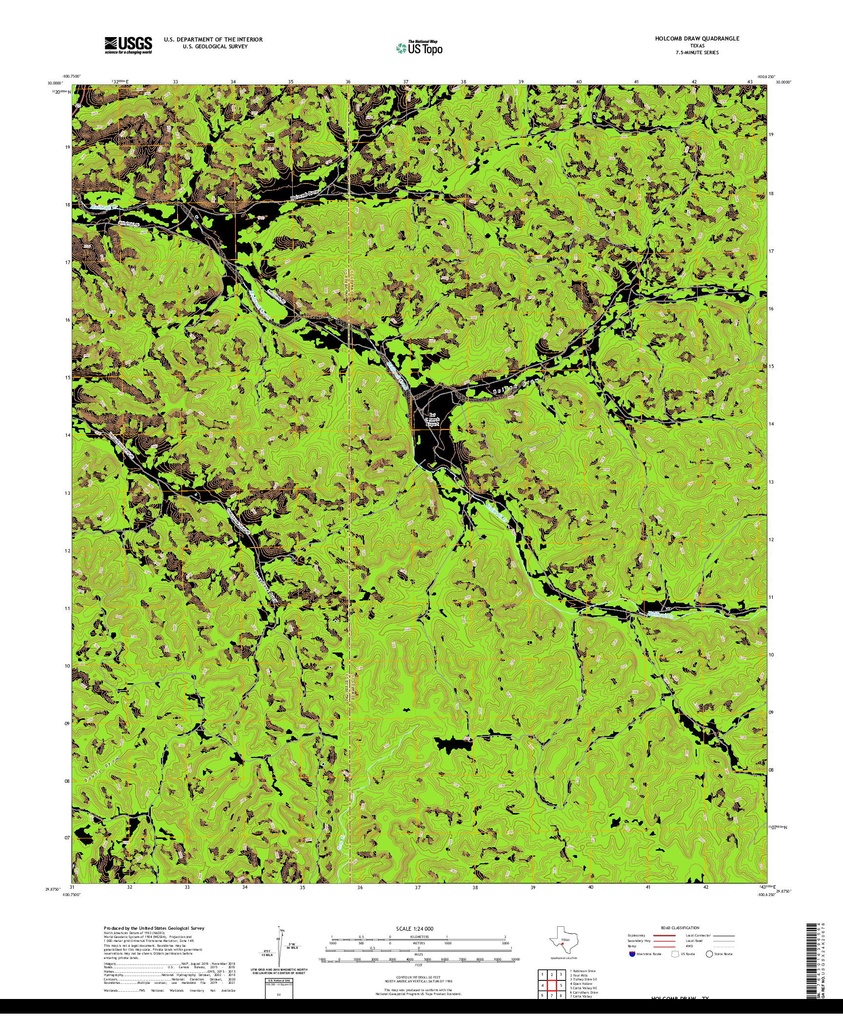 US TOPO 7.5-MINUTE MAP FOR HOLCOMB DRAW, TX