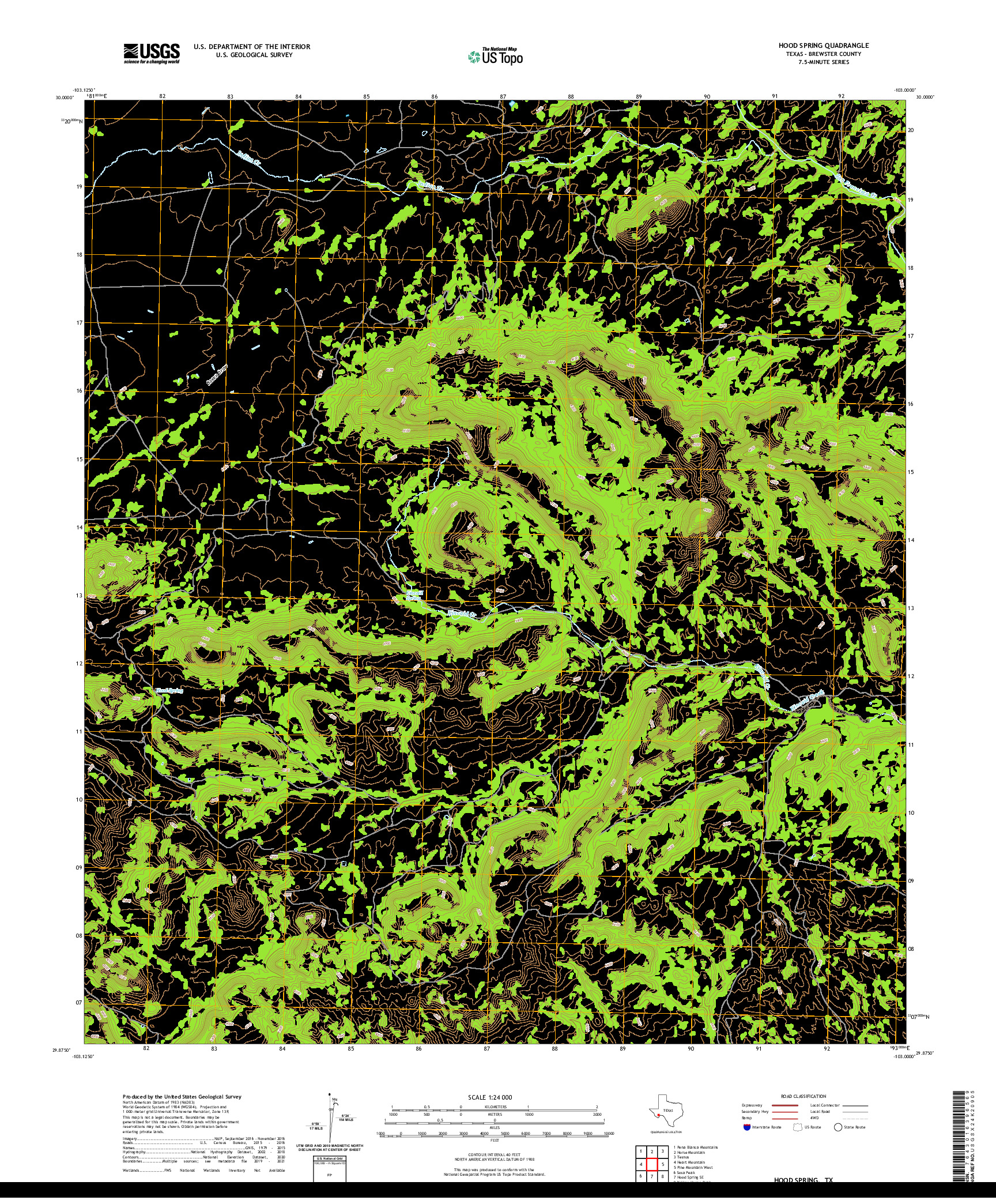 US TOPO 7.5-MINUTE MAP FOR HOOD SPRING, TX