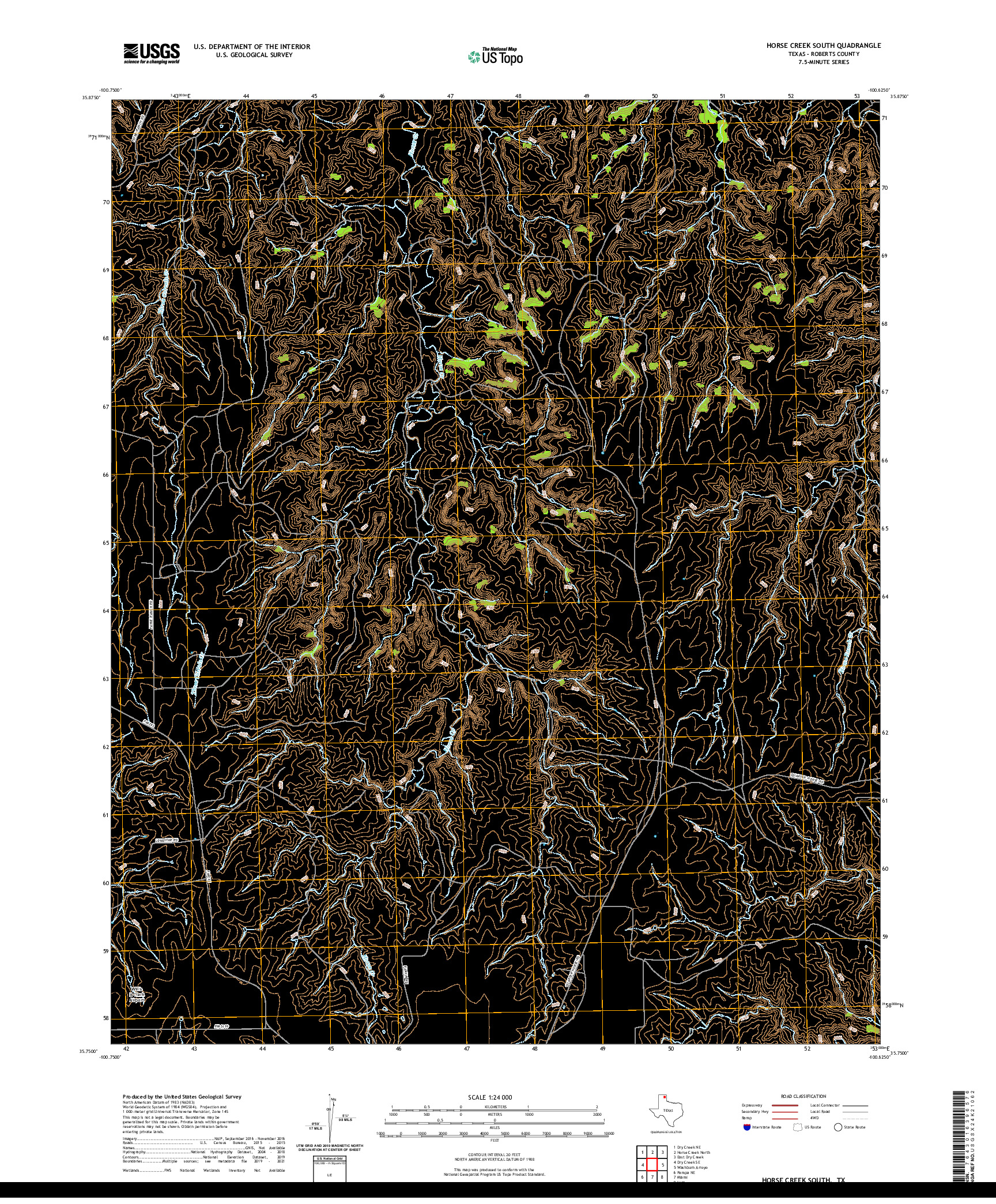 US TOPO 7.5-MINUTE MAP FOR HORSE CREEK SOUTH, TX