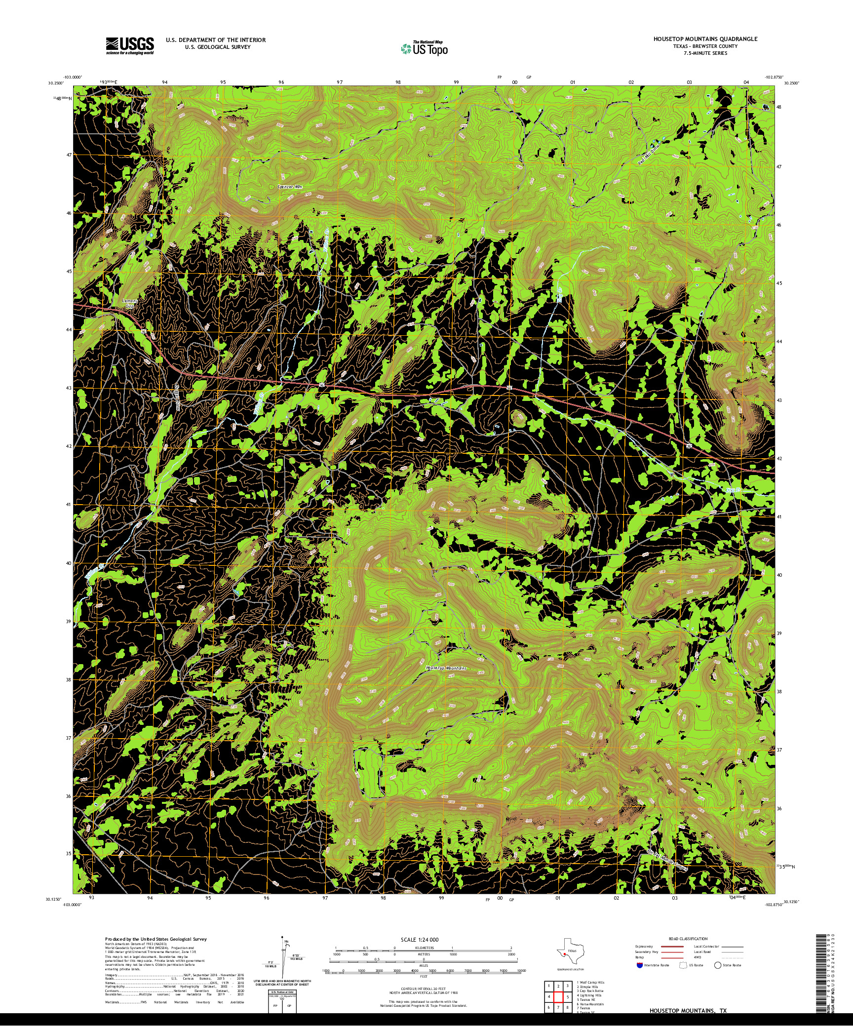 US TOPO 7.5-MINUTE MAP FOR HOUSETOP MOUNTAINS, TX