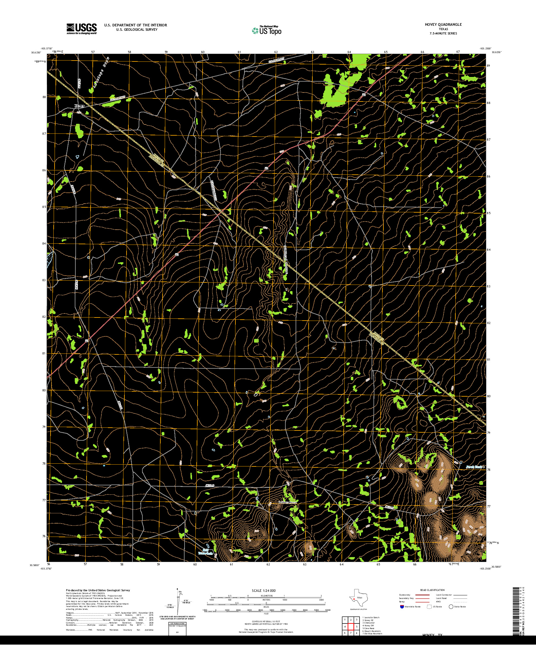 US TOPO 7.5-MINUTE MAP FOR HOVEY, TX