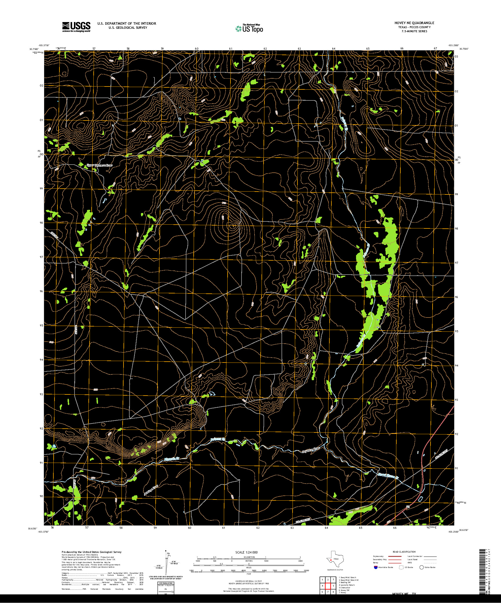 US TOPO 7.5-MINUTE MAP FOR HOVEY NE, TX
