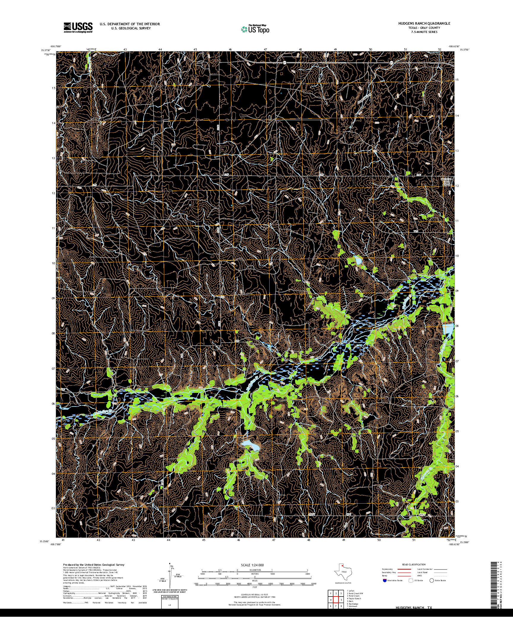 US TOPO 7.5-MINUTE MAP FOR HUDGENS RANCH, TX