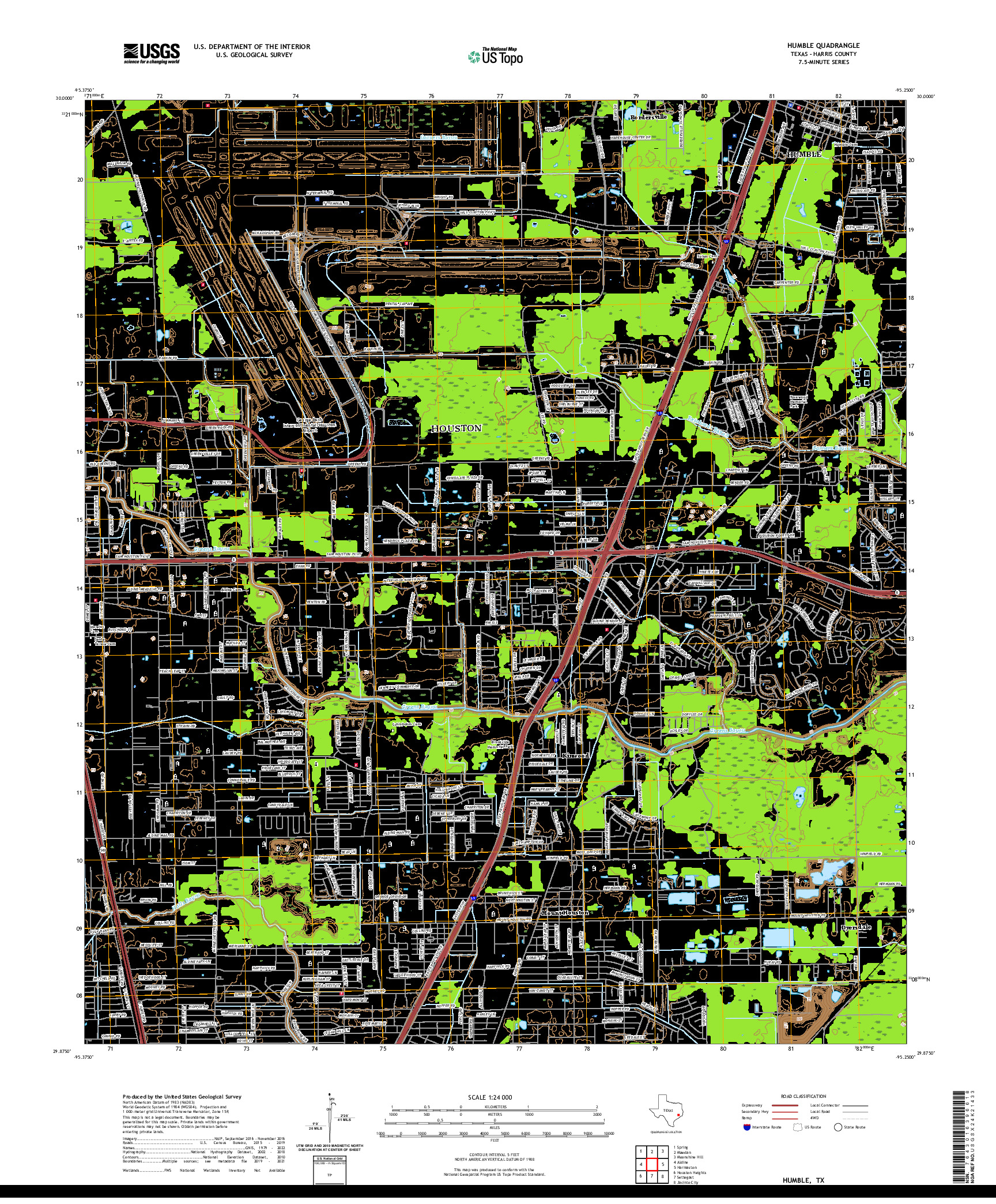 US TOPO 7.5-MINUTE MAP FOR HUMBLE, TX