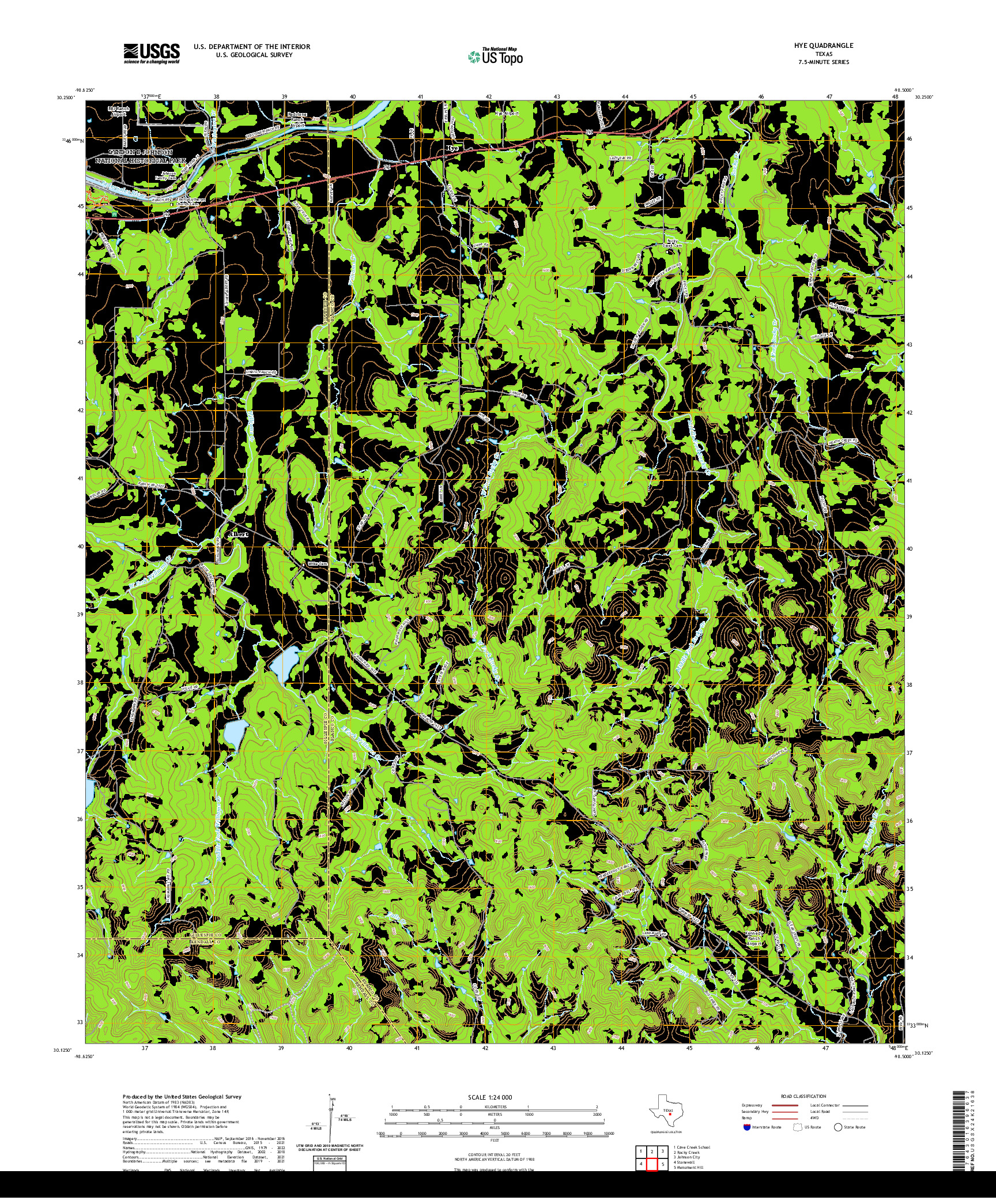 US TOPO 7.5-MINUTE MAP FOR HYE, TX