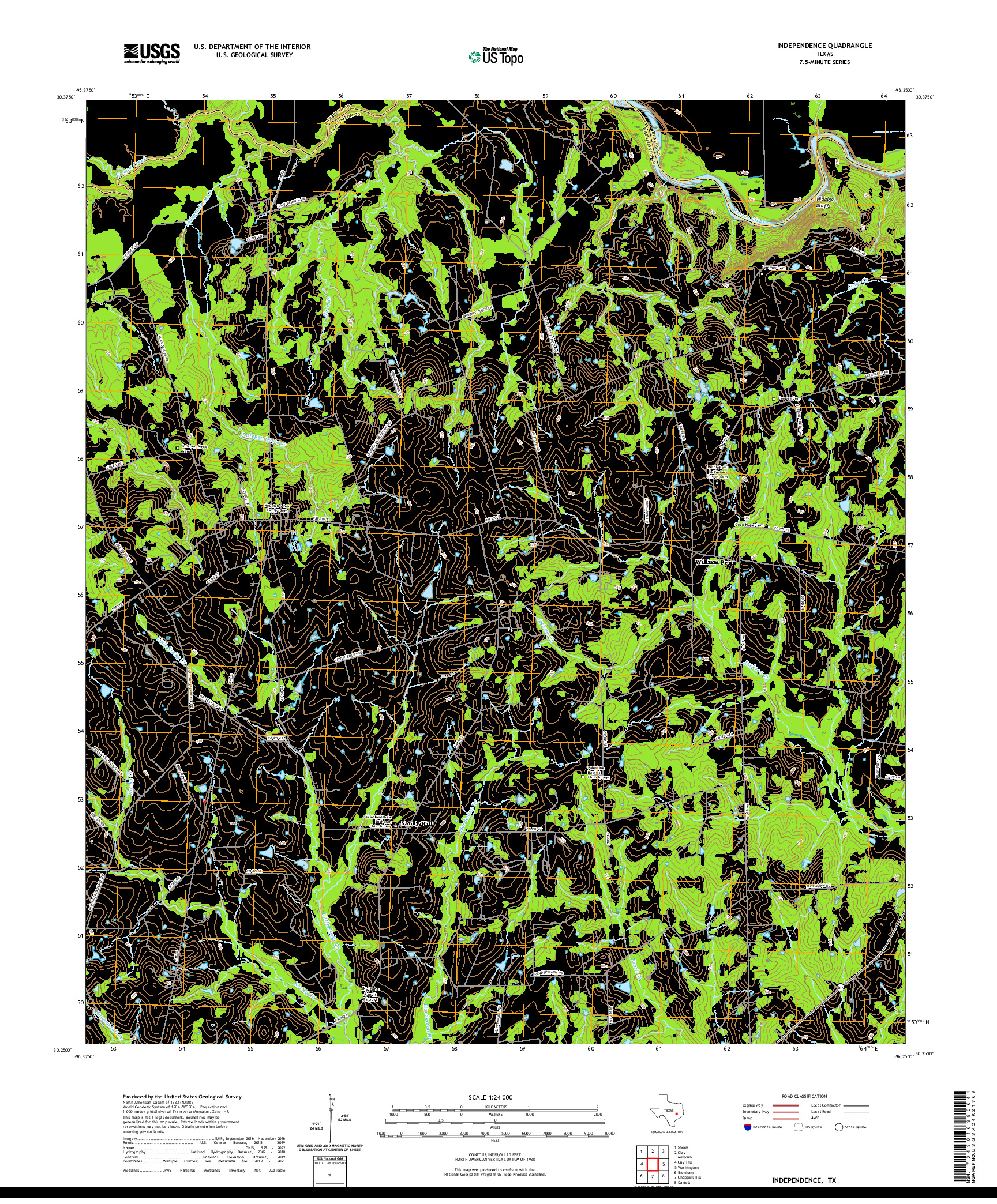 US TOPO 7.5-MINUTE MAP FOR INDEPENDENCE, TX