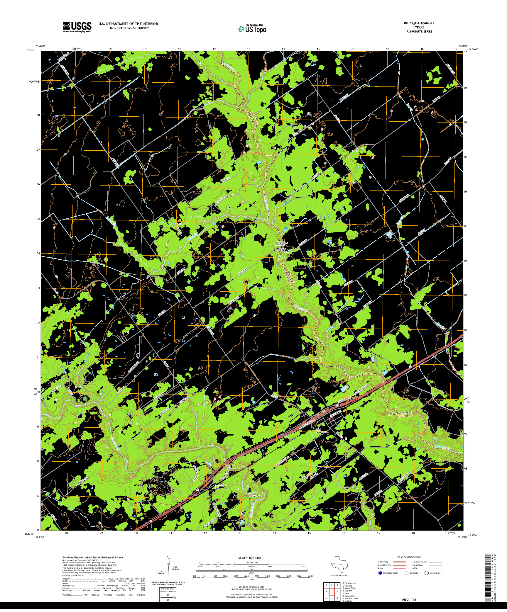 US TOPO 7.5-MINUTE MAP FOR INEZ, TX