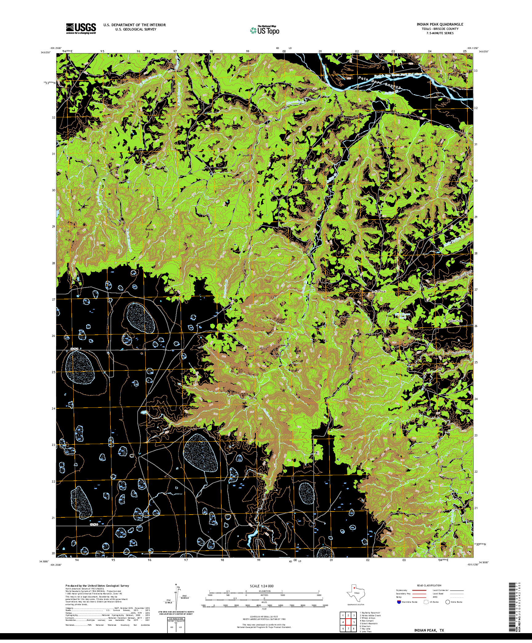 US TOPO 7.5-MINUTE MAP FOR INDIAN PEAK, TX