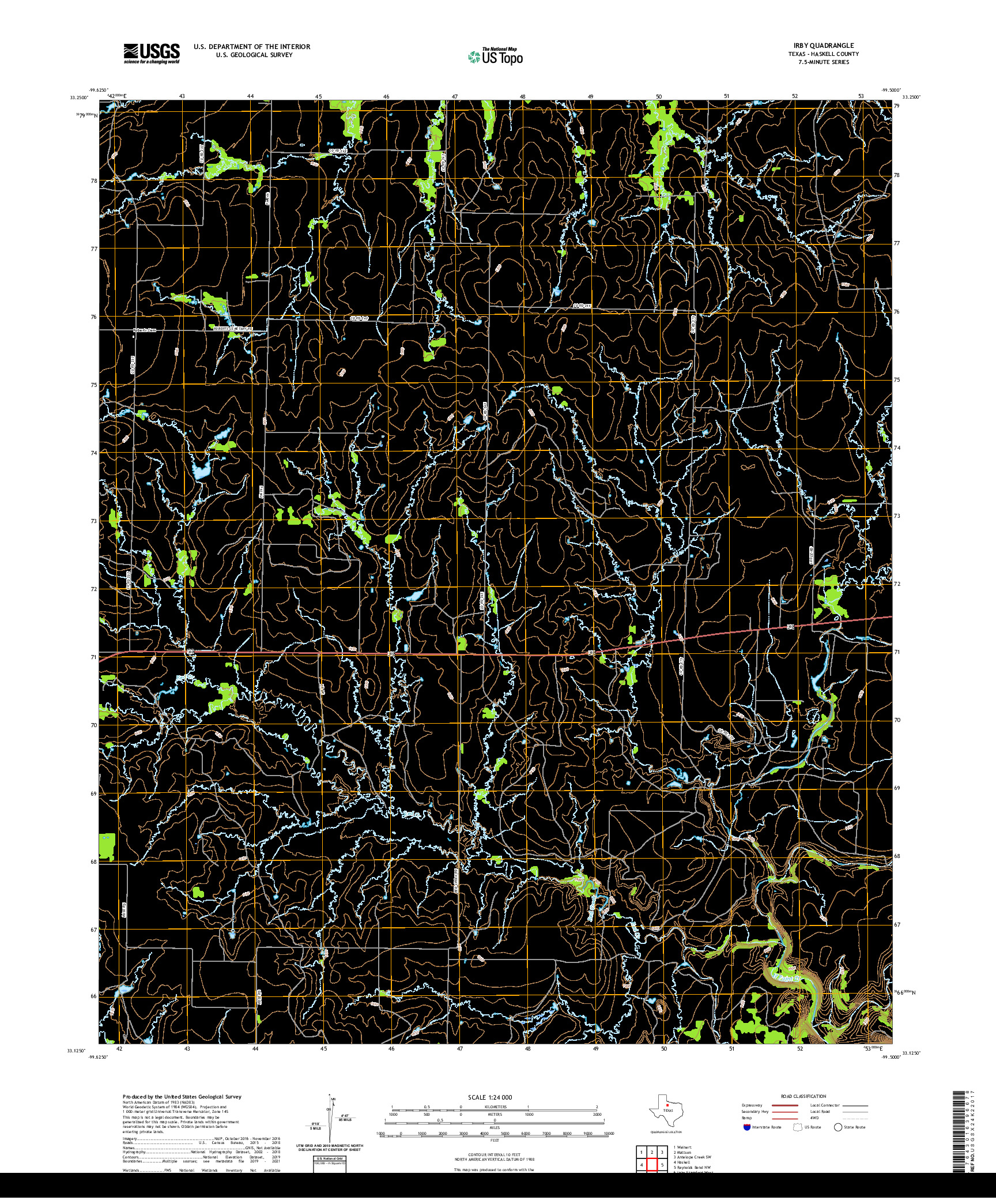 US TOPO 7.5-MINUTE MAP FOR IRBY, TX