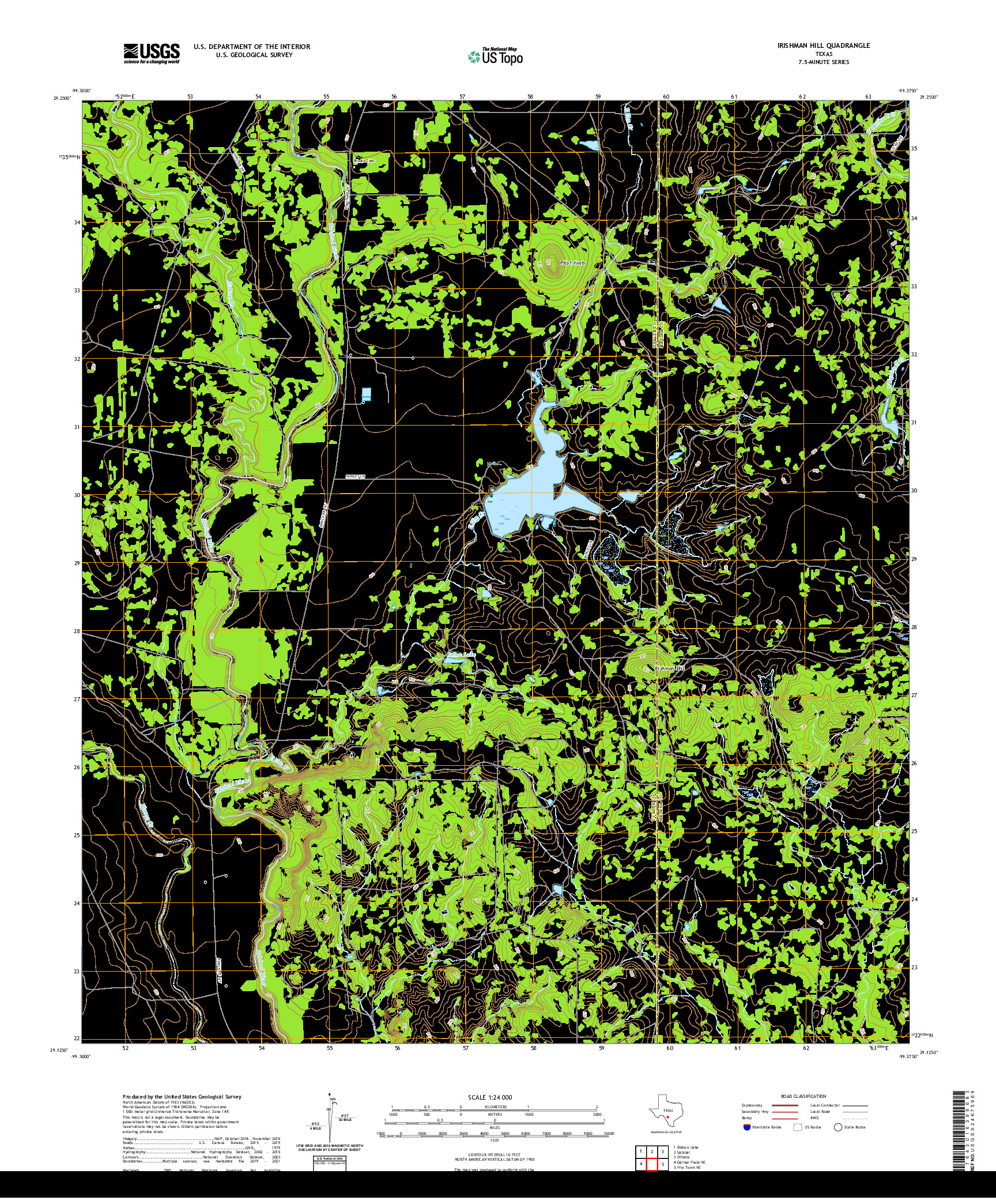 US TOPO 7.5-MINUTE MAP FOR IRISHMAN HILL, TX