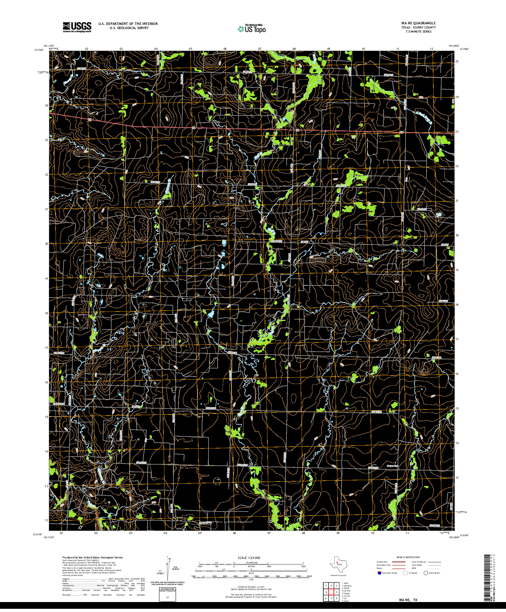 US TOPO 7.5-MINUTE MAP FOR IRA NE, TX