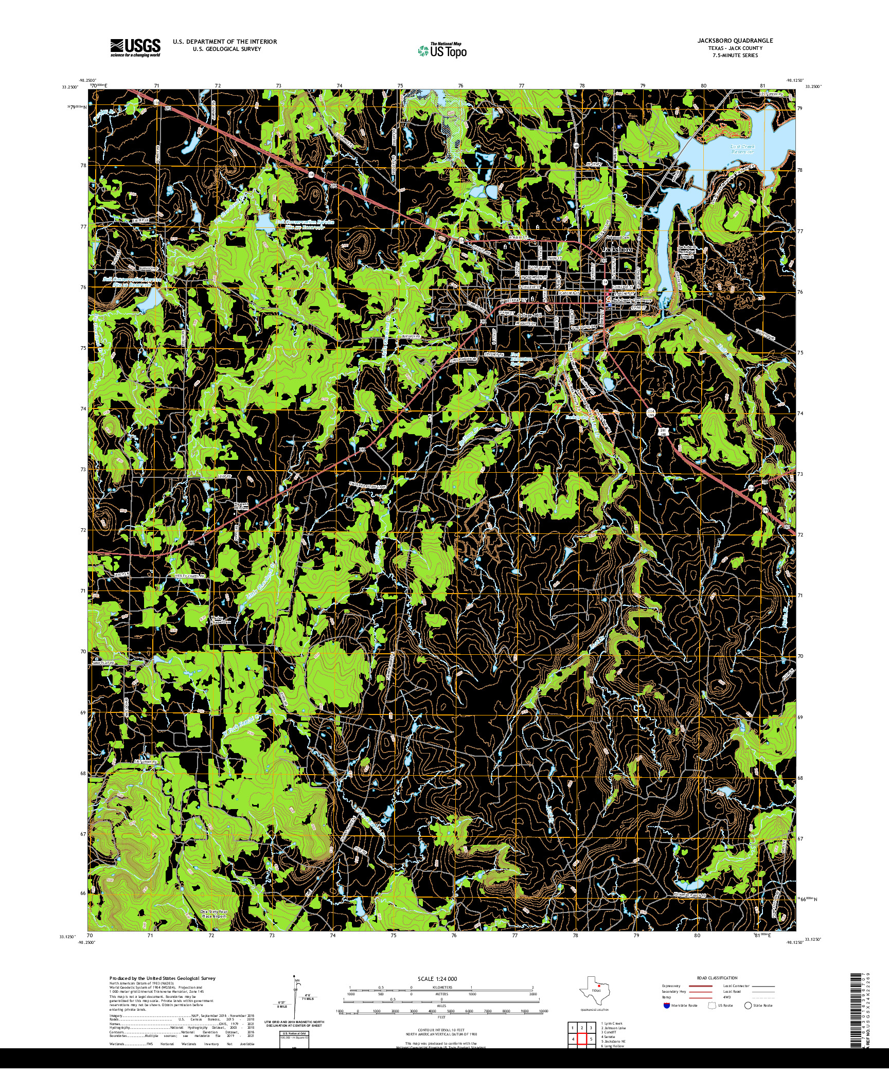 US TOPO 7.5-MINUTE MAP FOR JACKSBORO, TX