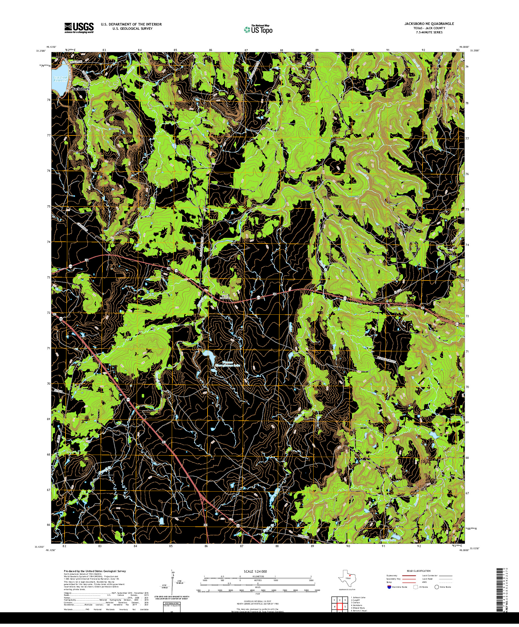 US TOPO 7.5-MINUTE MAP FOR JACKSBORO NE, TX