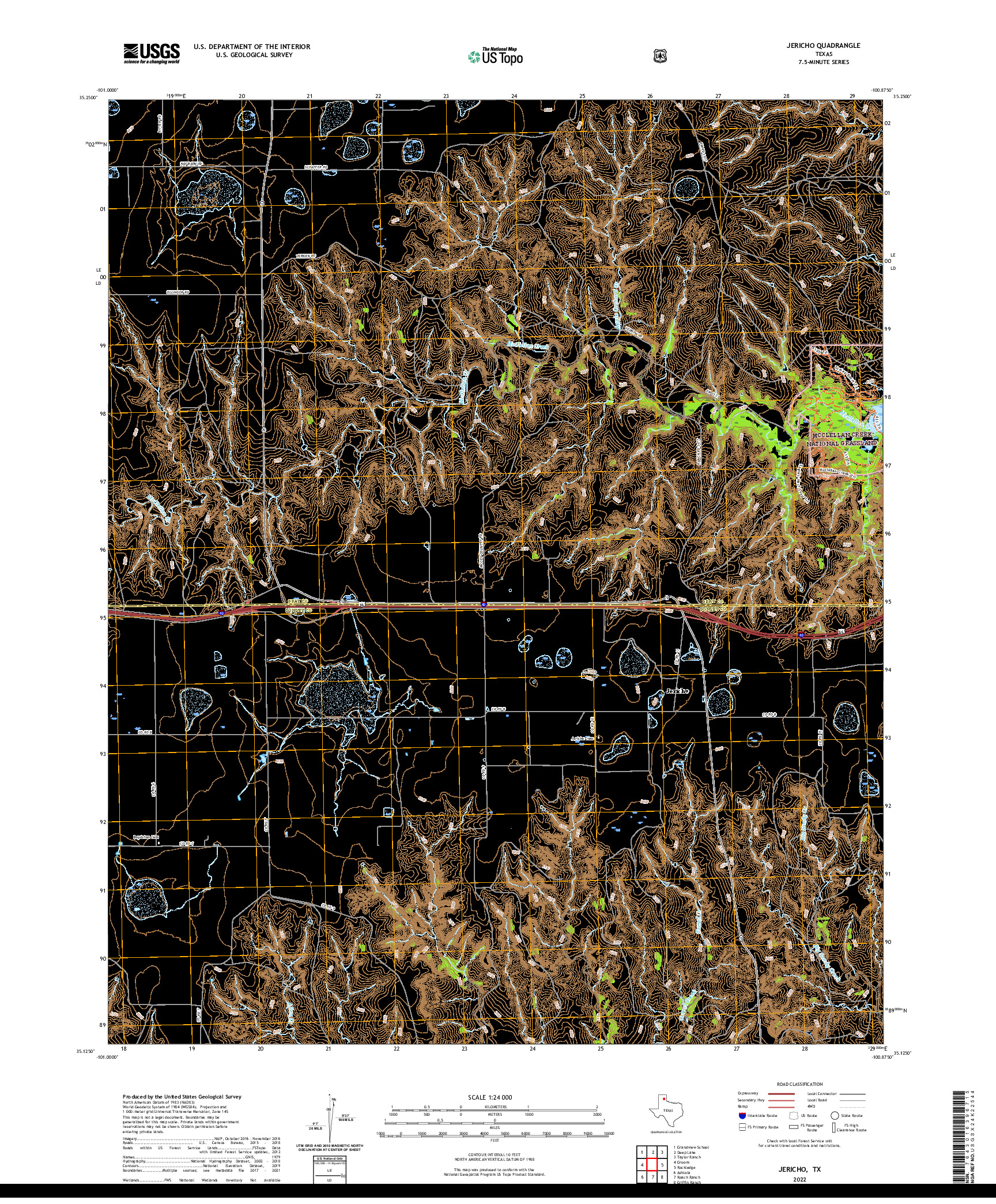 US TOPO 7.5-MINUTE MAP FOR JERICHO, TX