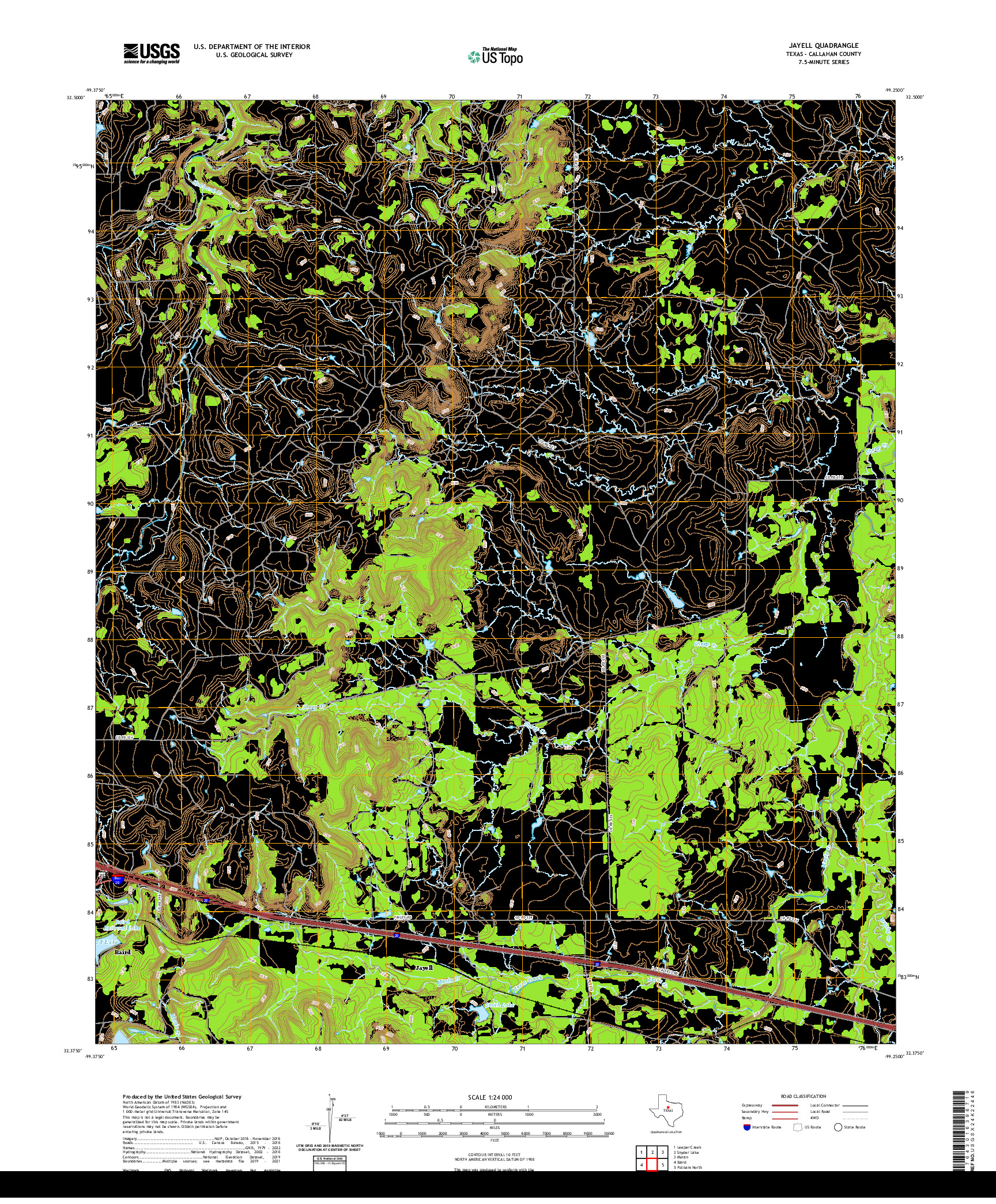 US TOPO 7.5-MINUTE MAP FOR JAYELL, TX