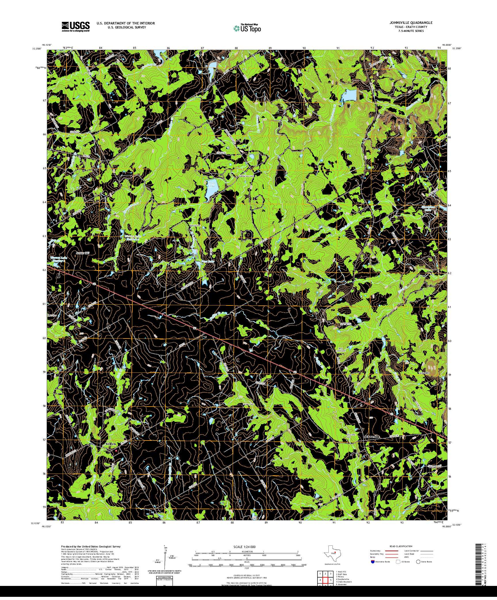 US TOPO 7.5-MINUTE MAP FOR JOHNSVILLE, TX