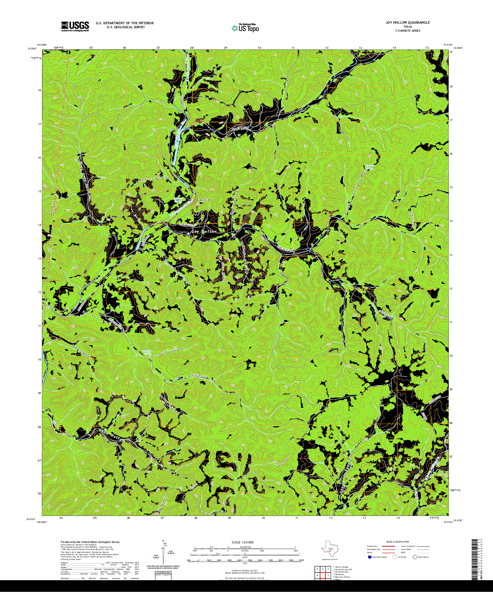 US TOPO 7.5-MINUTE MAP FOR JOY HOLLOW, TX