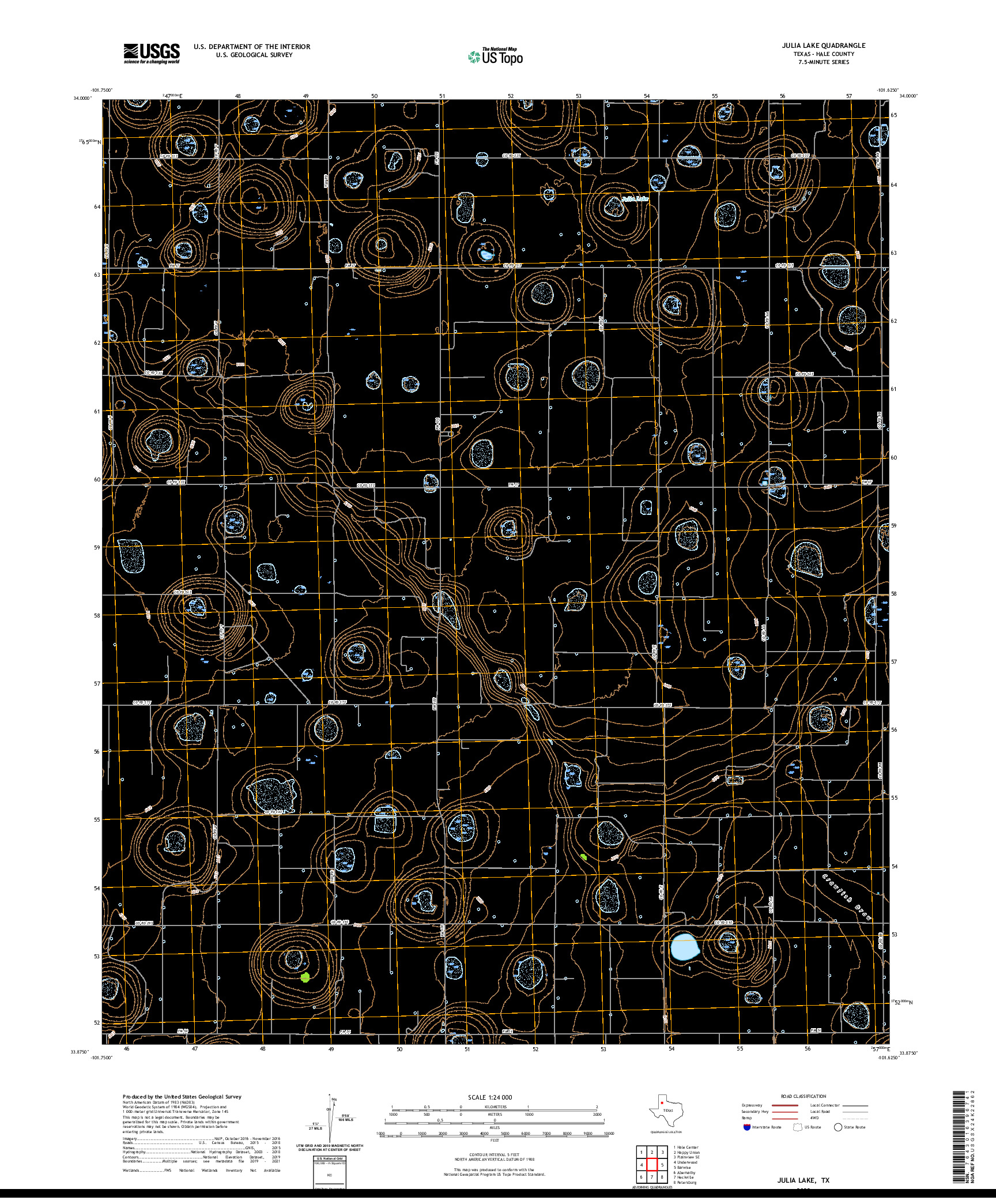 US TOPO 7.5-MINUTE MAP FOR JULIA LAKE, TX