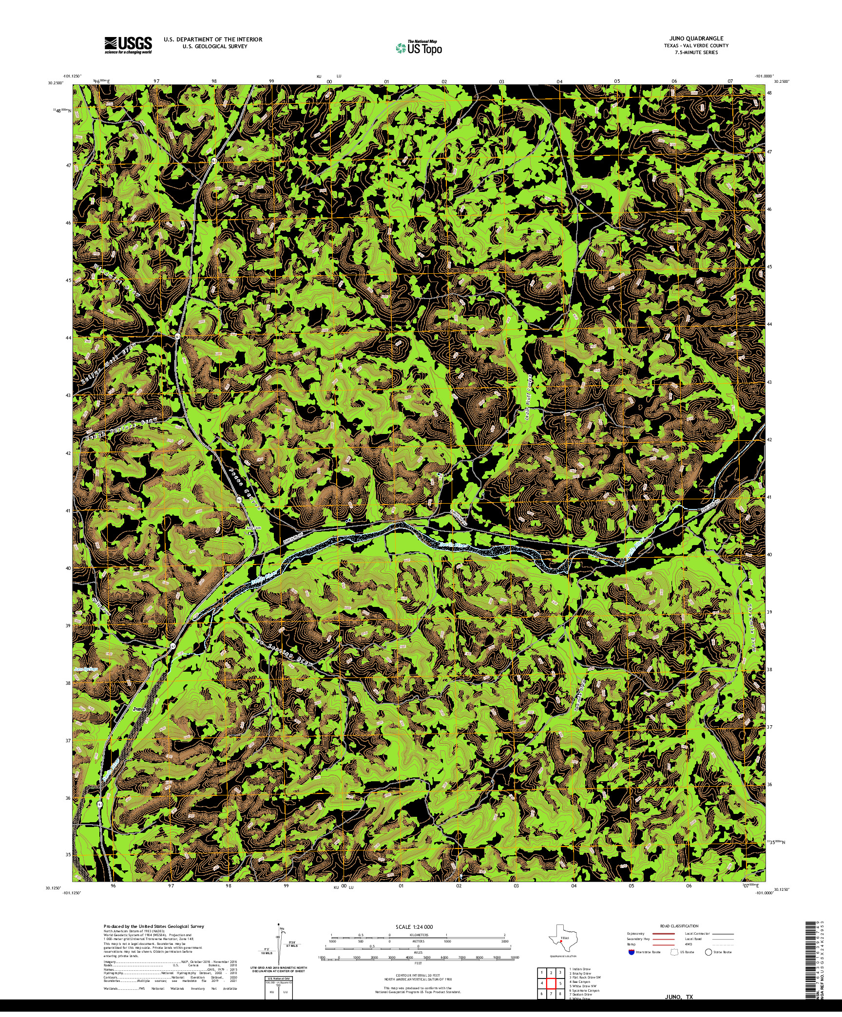 US TOPO 7.5-MINUTE MAP FOR JUNO, TX