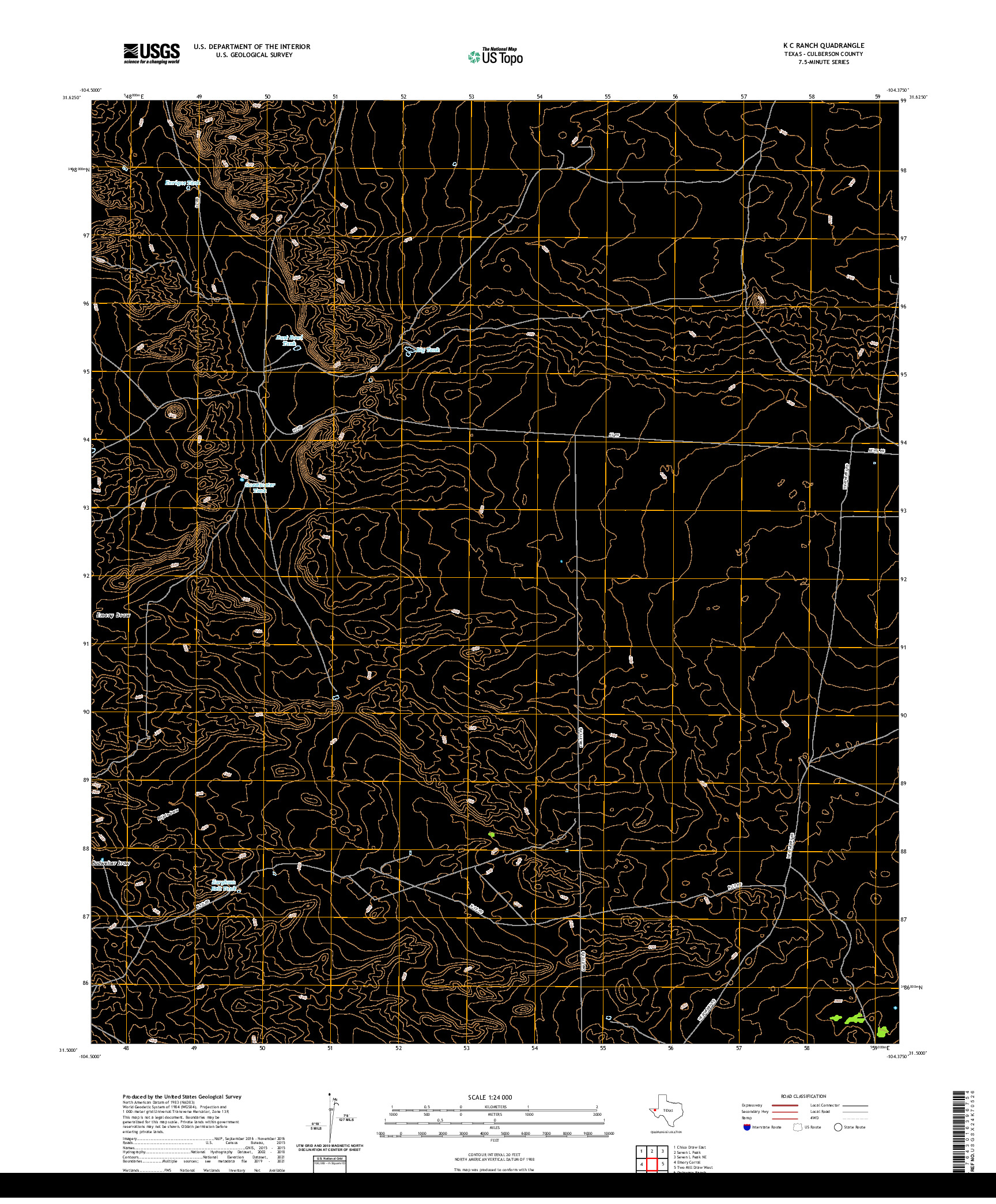 US TOPO 7.5-MINUTE MAP FOR K C RANCH, TX