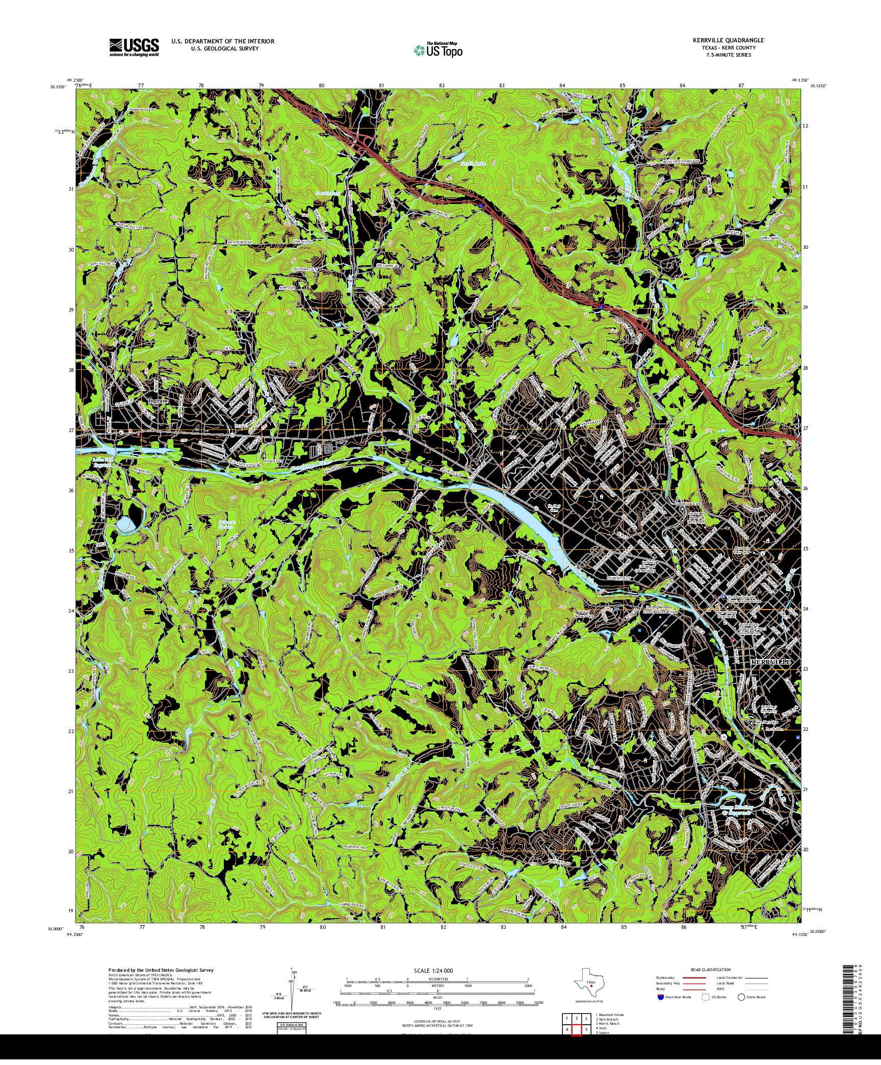 US TOPO 7.5-MINUTE MAP FOR KERRVILLE, TX