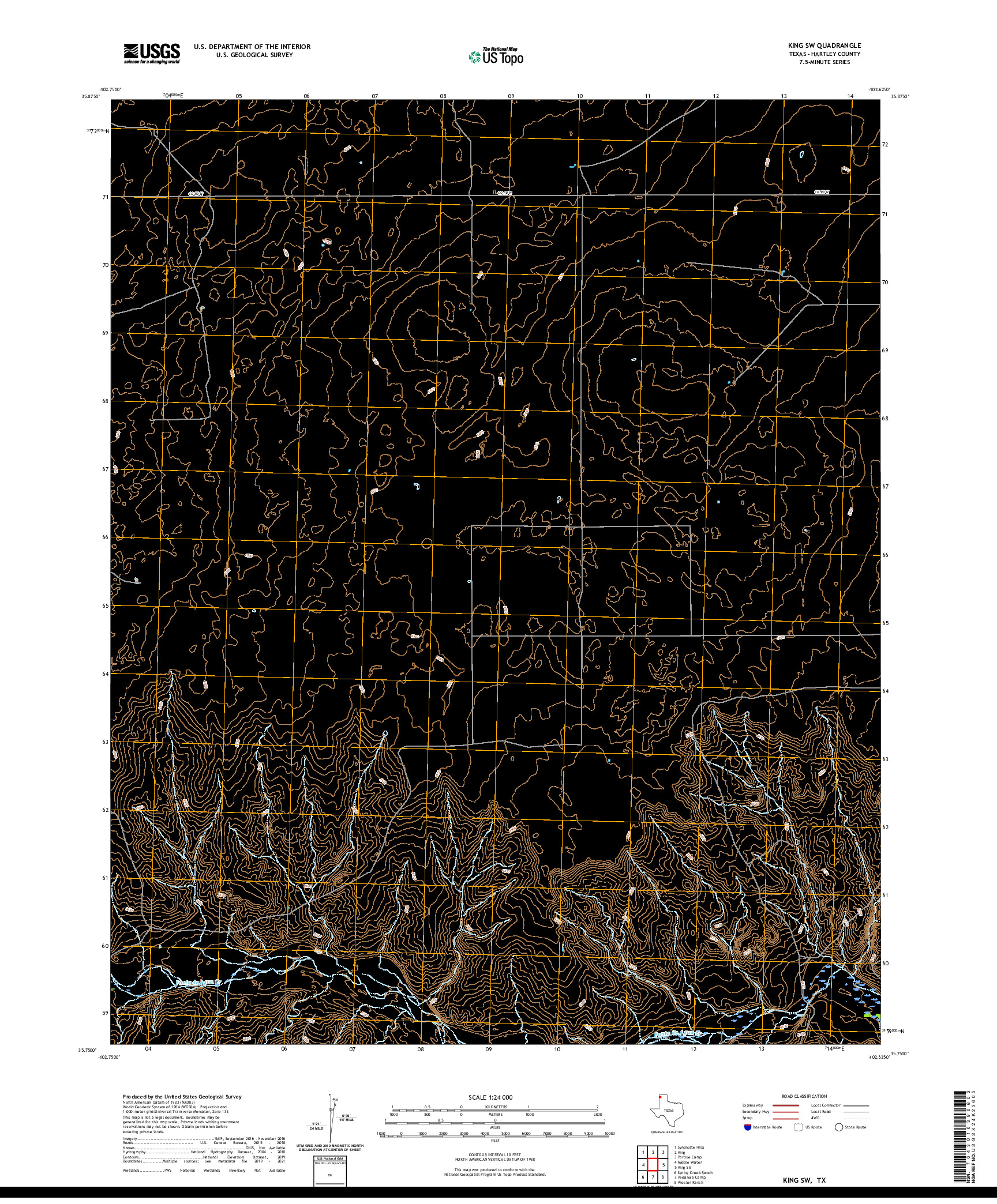 US TOPO 7.5-MINUTE MAP FOR KING SW, TX