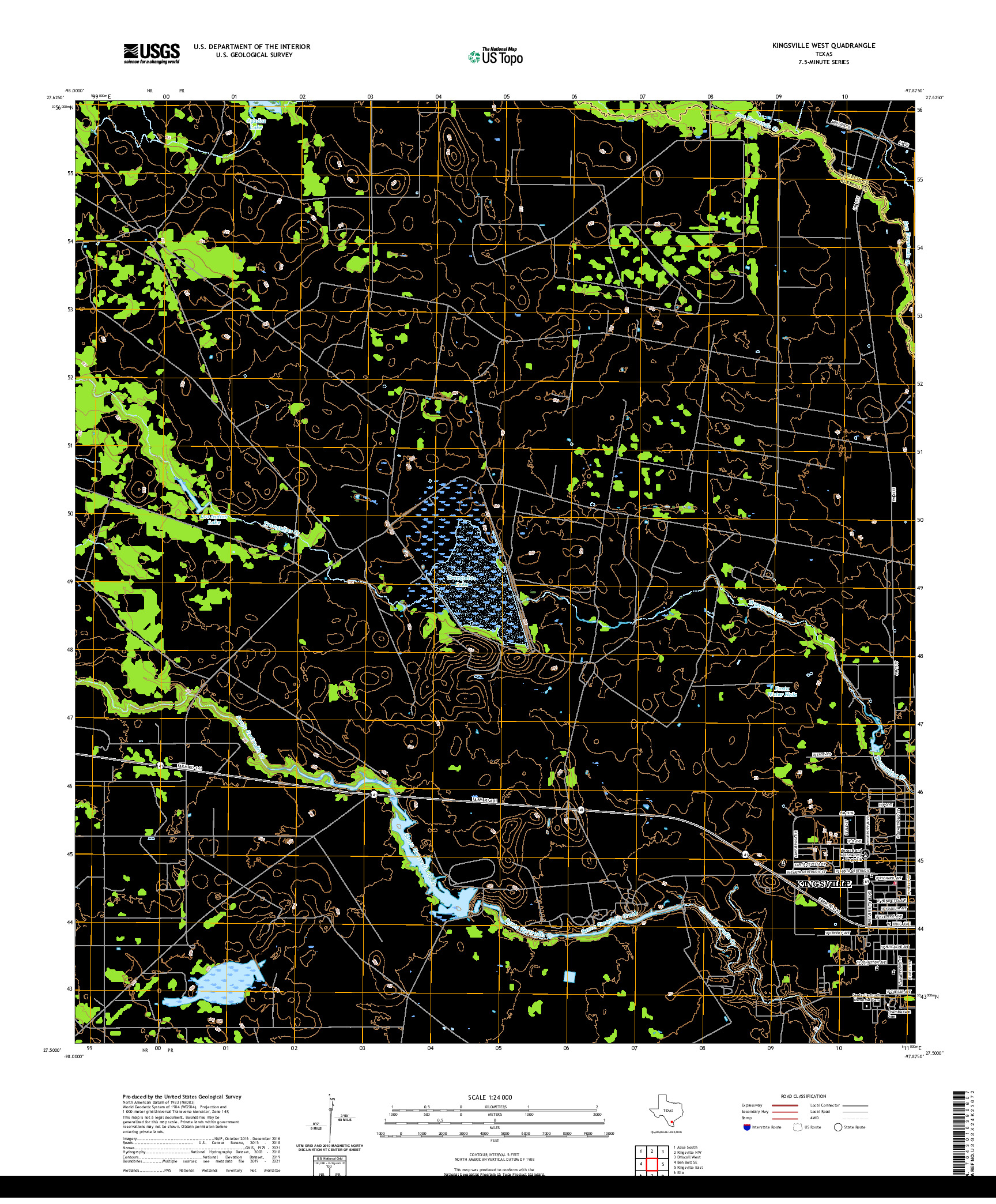 US TOPO 7.5-MINUTE MAP FOR KINGSVILLE WEST, TX