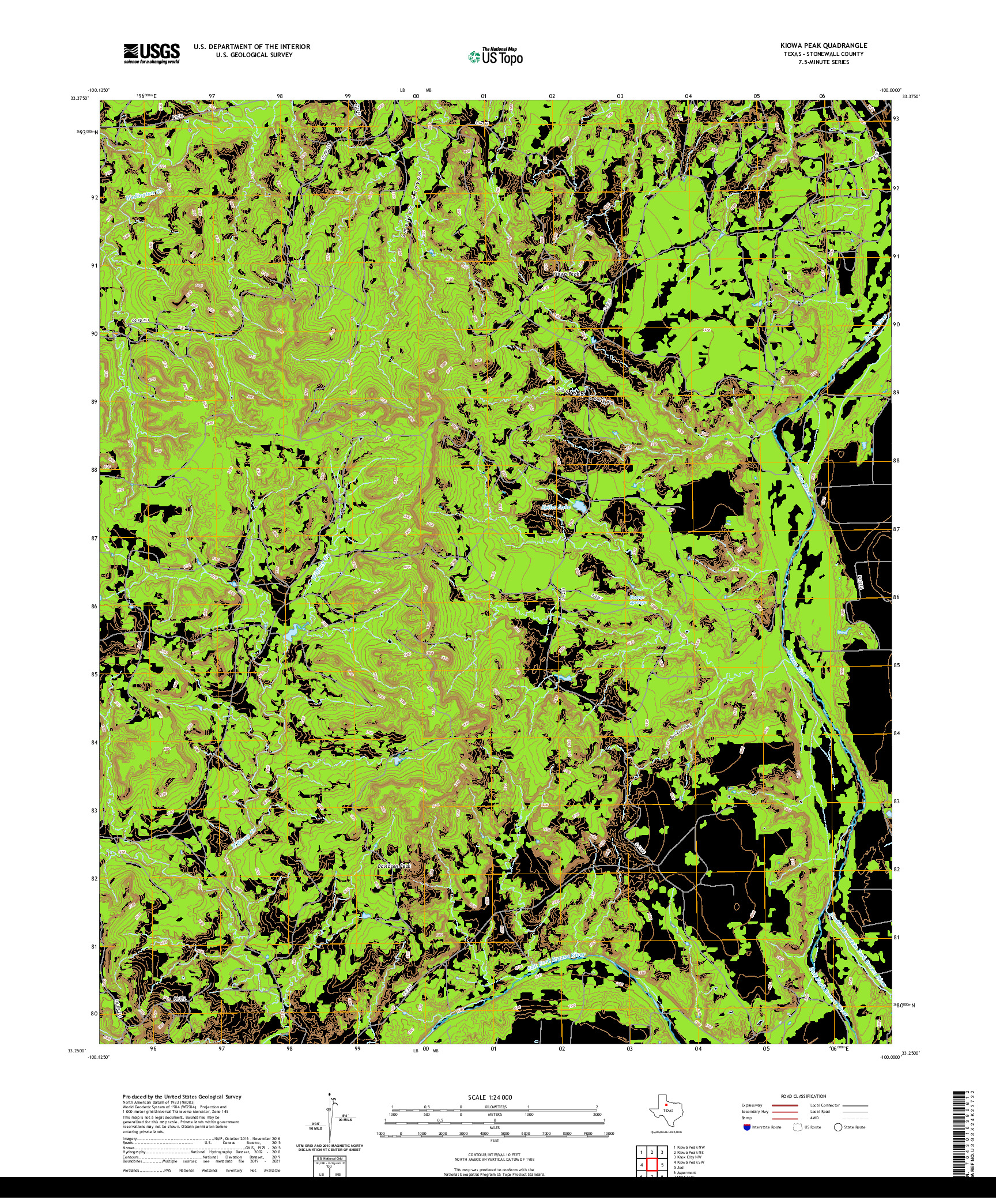 US TOPO 7.5-MINUTE MAP FOR KIOWA PEAK, TX