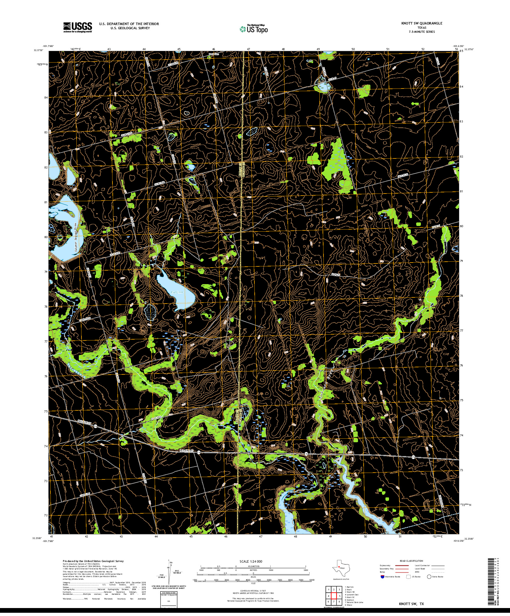 US TOPO 7.5-MINUTE MAP FOR KNOTT SW, TX