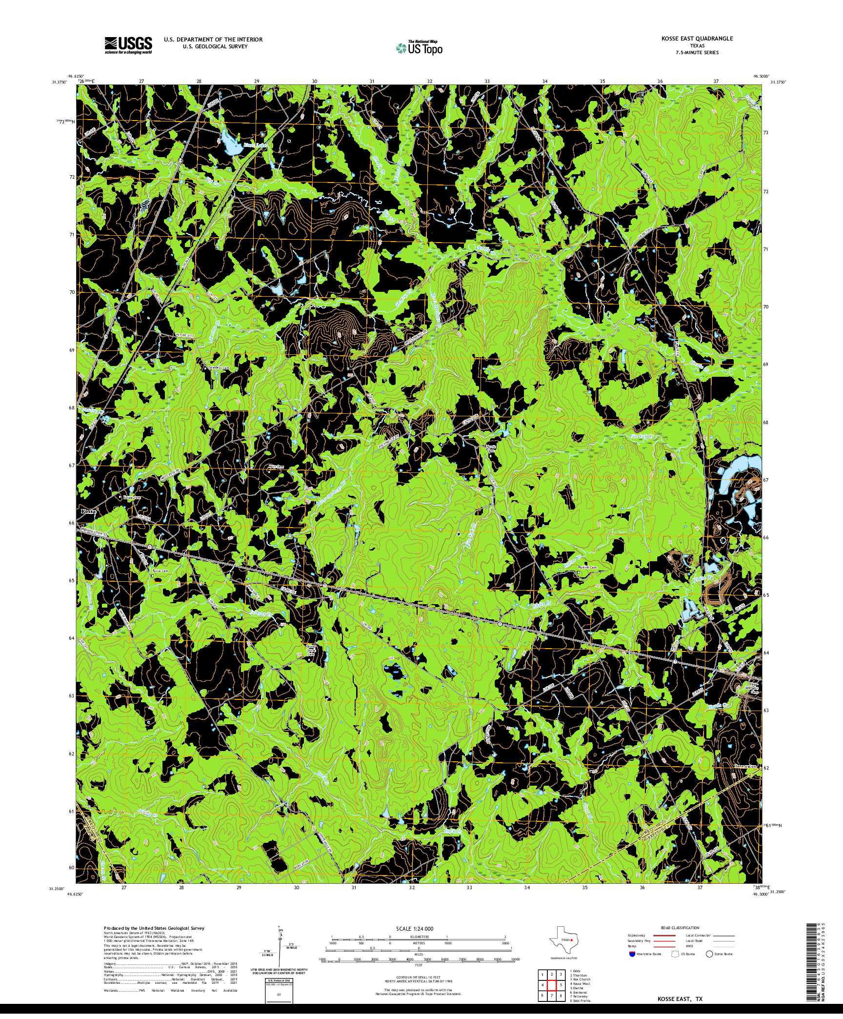 US TOPO 7.5-MINUTE MAP FOR KOSSE EAST, TX